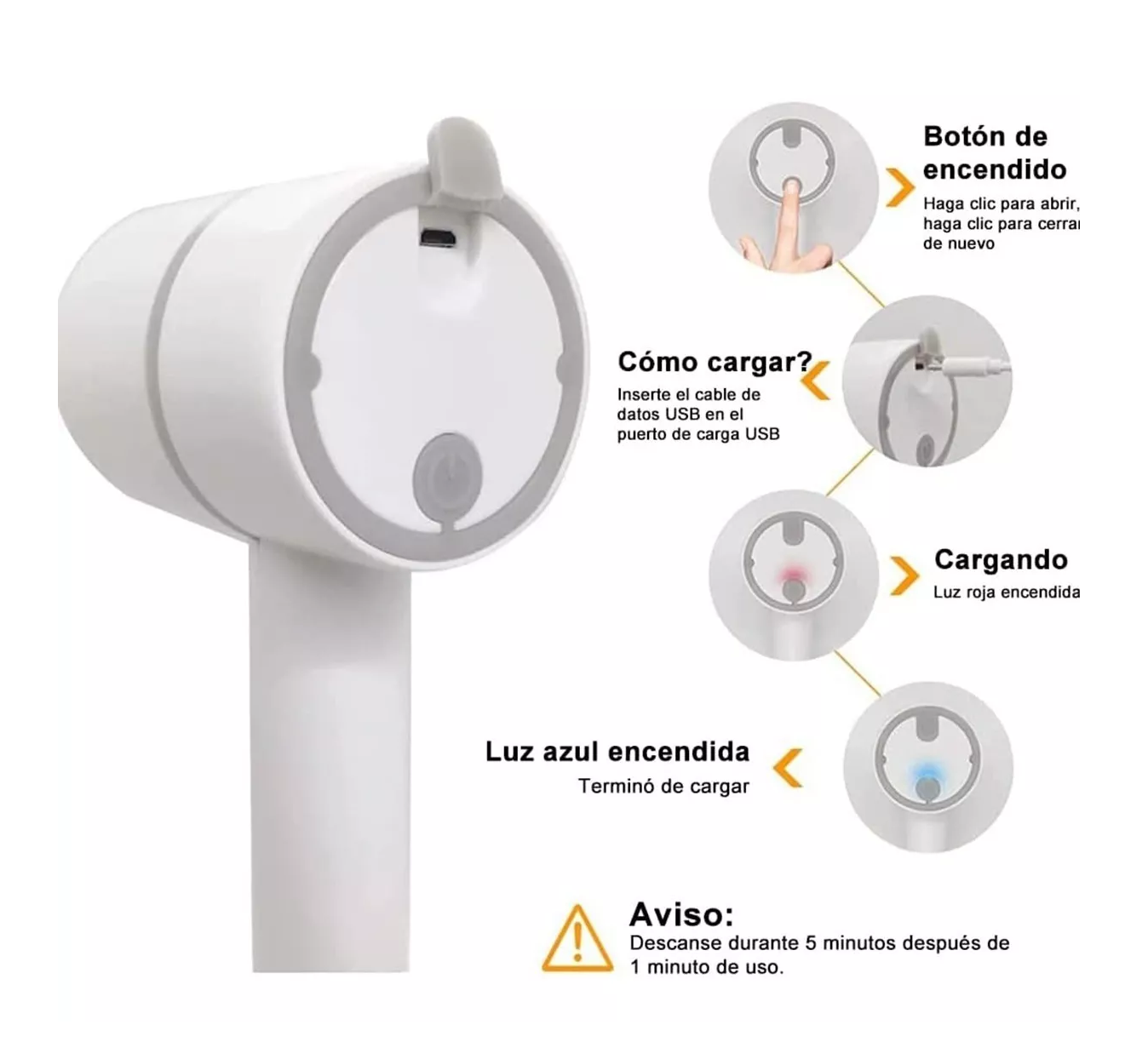 Foto 4 pulgar | Batidora de Inmersión Belug Picadora de Ajo Portátil y Recargable color Blanco