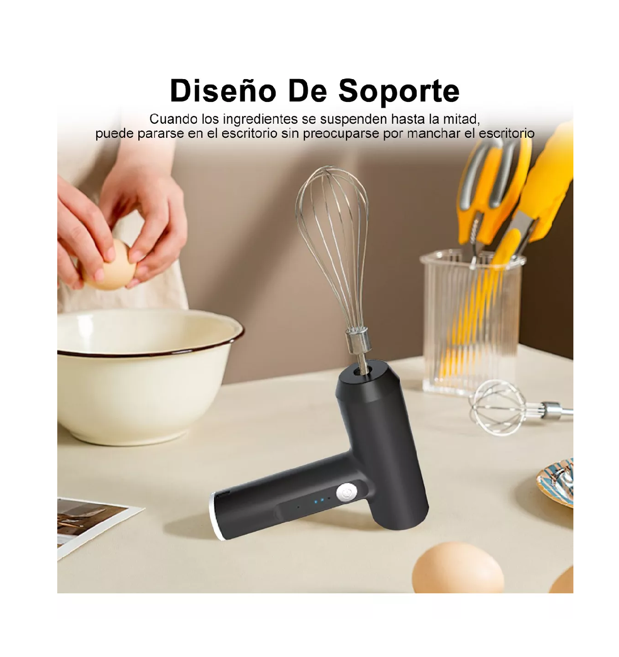 Foto 5 pulgar | Batidor Eléctrico Batidora De Mano Portátil Usb Recargable Negro