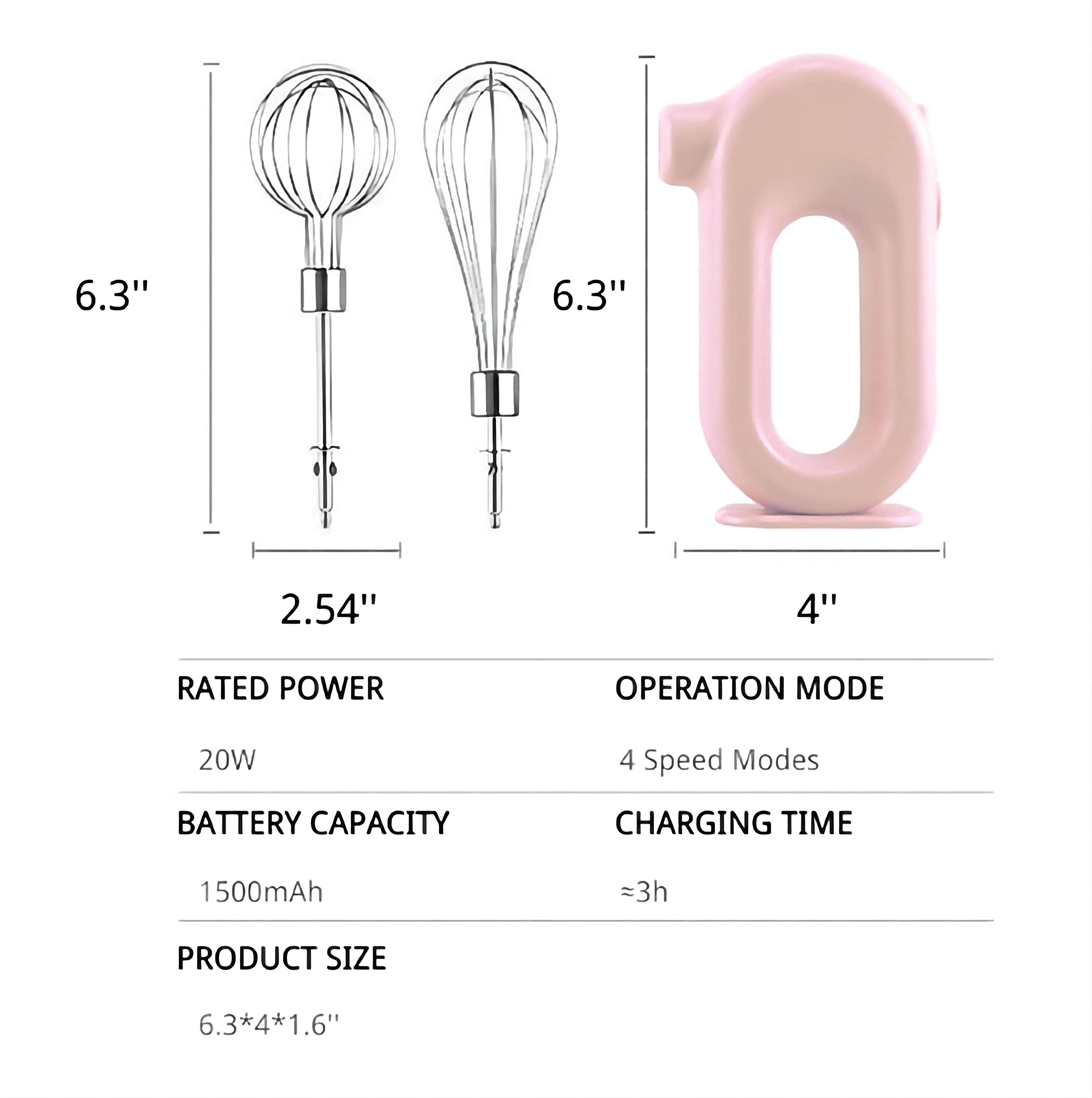 Foto 6 pulgar | Venta Internacional-Batidora de Mano Lexivia Eléctrica con Carga Usb Rosa