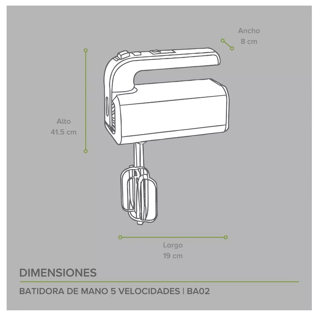 Foto 3 pulgar | Batidora Manual Electrica Avera 5 Velocidades 300 W Ba02 Color Gris Plata