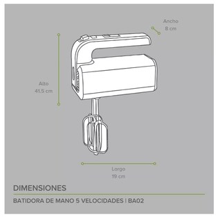 Foto 2 | Batidora Manual Electrica Avera 5 Velocidades 300 W Ba02 Color Gris Plata