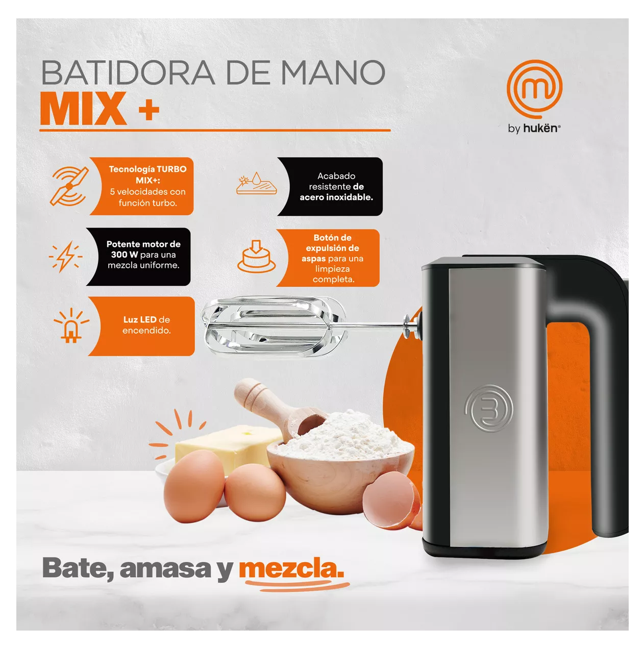 Foto 4 | Batidora De Mano Turbo Mix+ Acero Masterchef Color Plateado