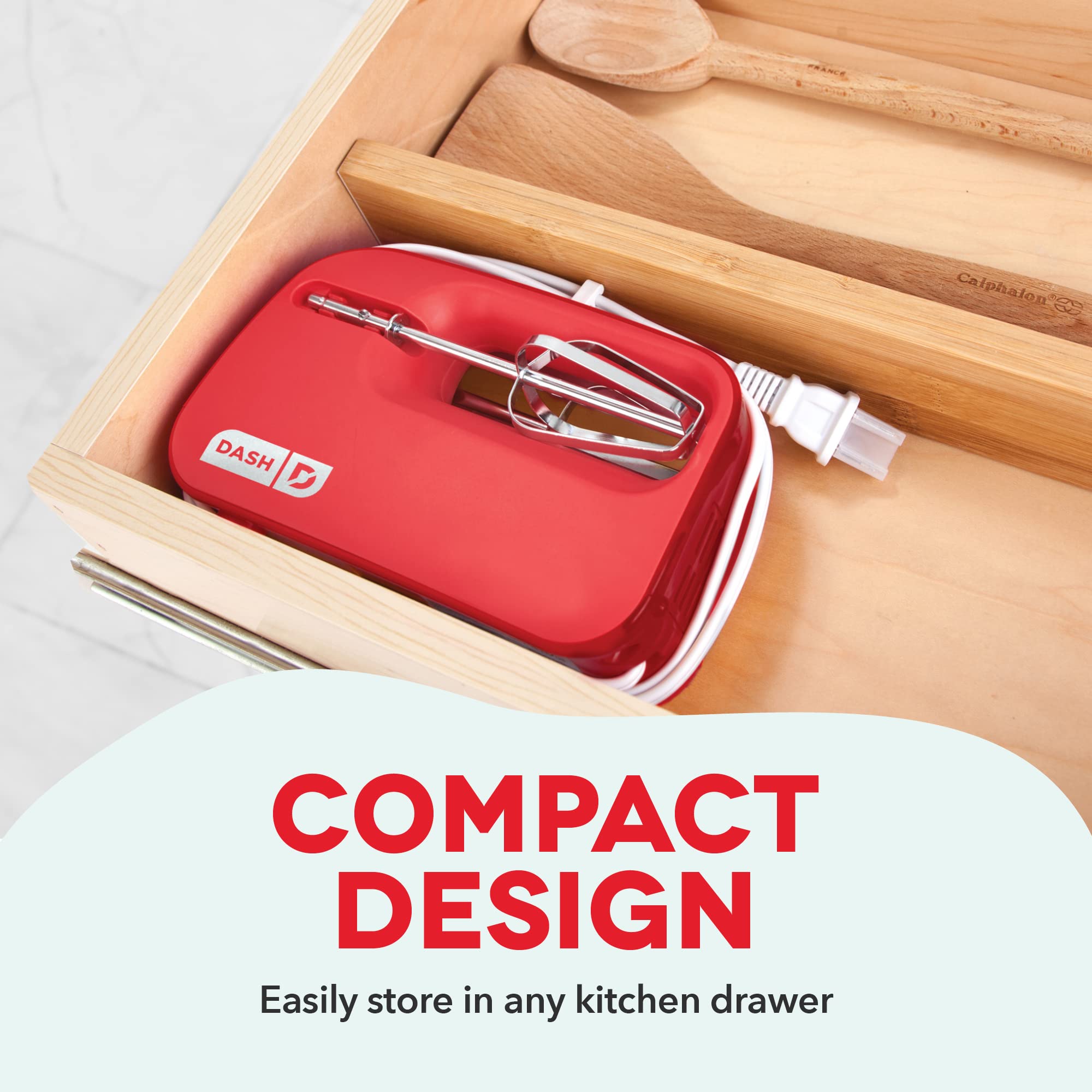 Foto 4 pulgar | Batidora De Mano Dash Smartstore Compact Electric 150w 3 Velocidades Roja - Venta Internacional.
