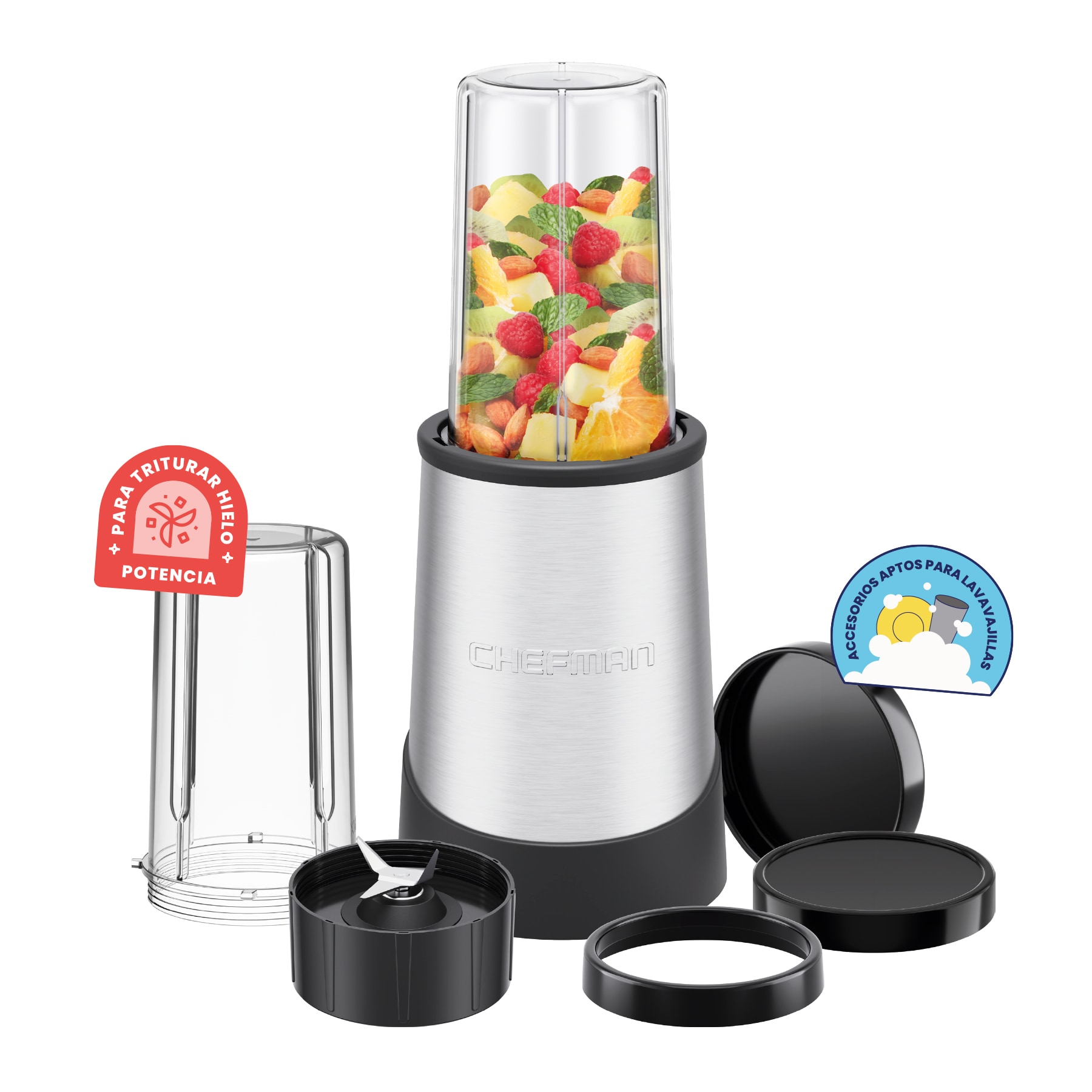 Chefman - Batidora Personal Con 2 Vasos De Viaje $699