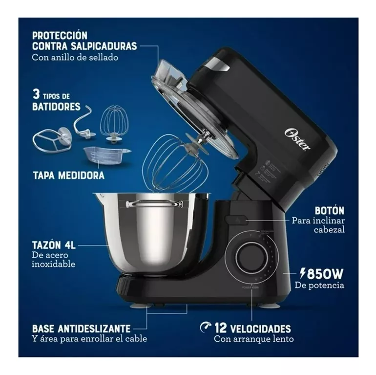 Foto 3 pulgar | Batidora Planetaria Oster 12 Velocidades Tazón De Acero Inox