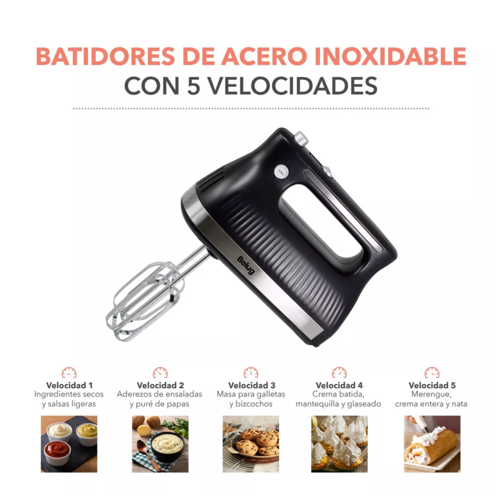 Foto 5 pulgar | Batidora de Mano Belug RC-72 Negra 60 Hz Negra