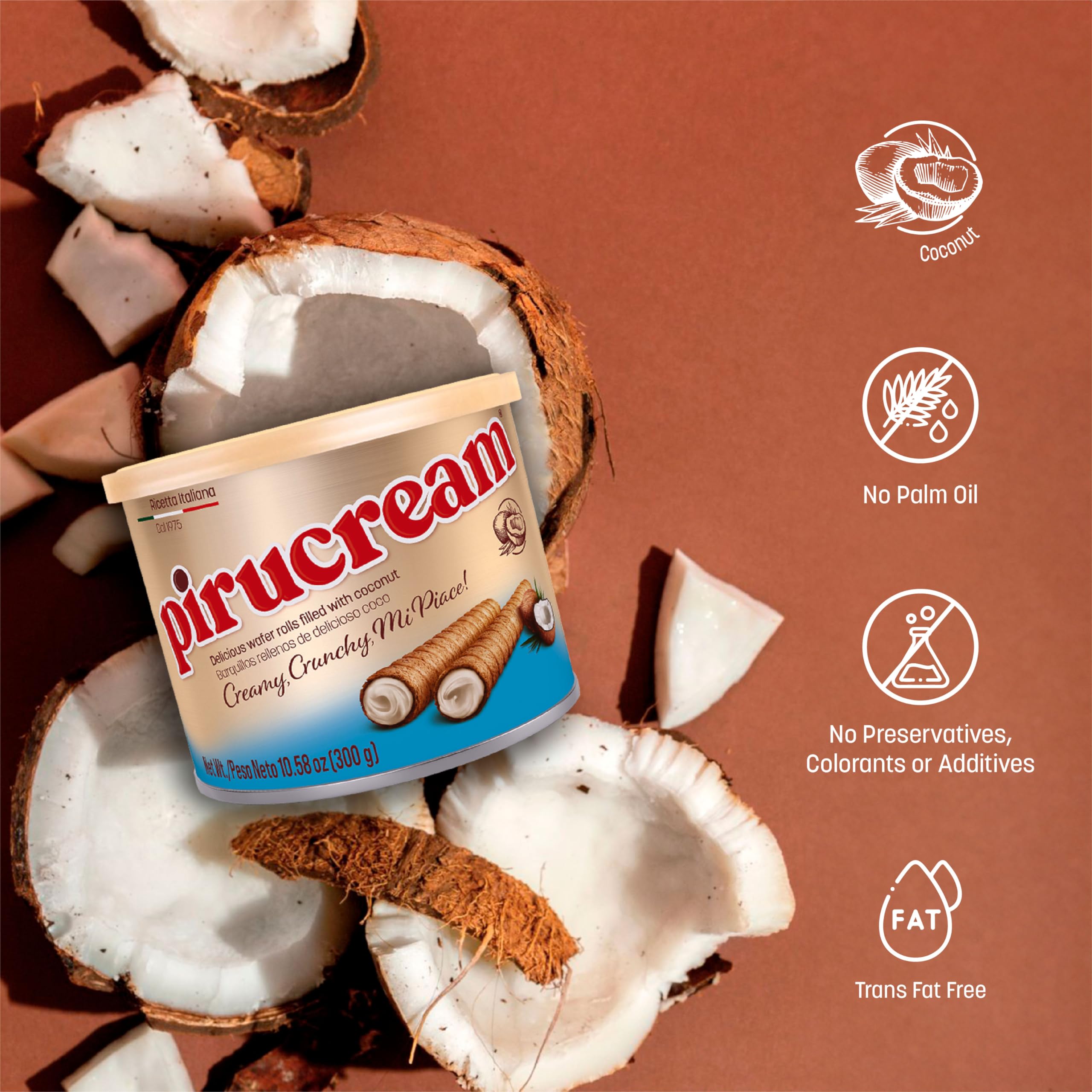 Foto 4 pulgar | Wafer Rolls Pirucream Delicious Crema De Coco Crujiente 300 G - Venta Internacional.