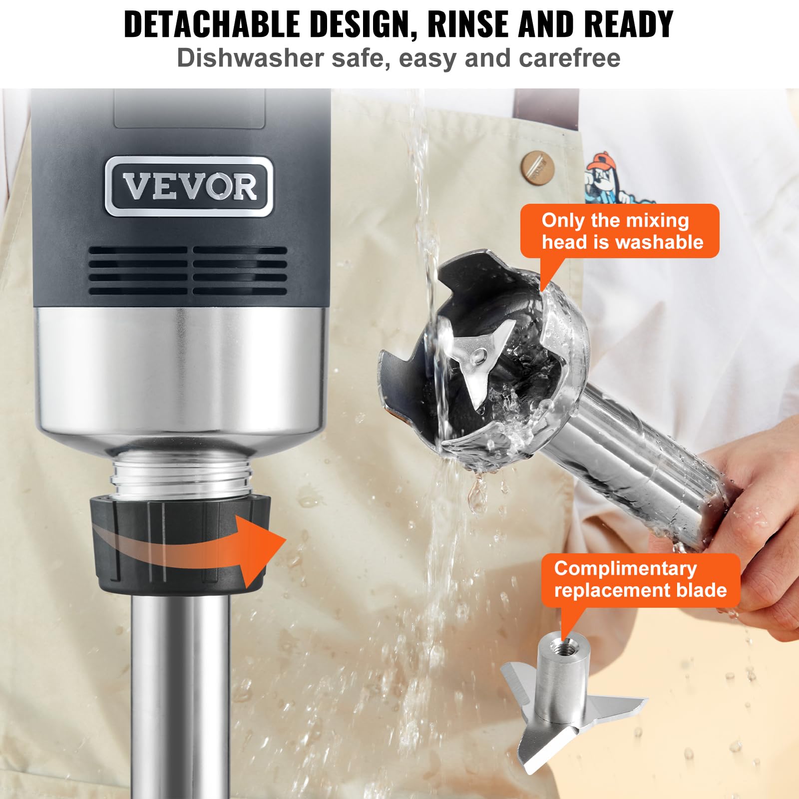 Foto 4 pulgar | Licuadora De Inmersión Comercial Vevor 750w 20 Batidora De Mano 304ss - Venta Internacional.