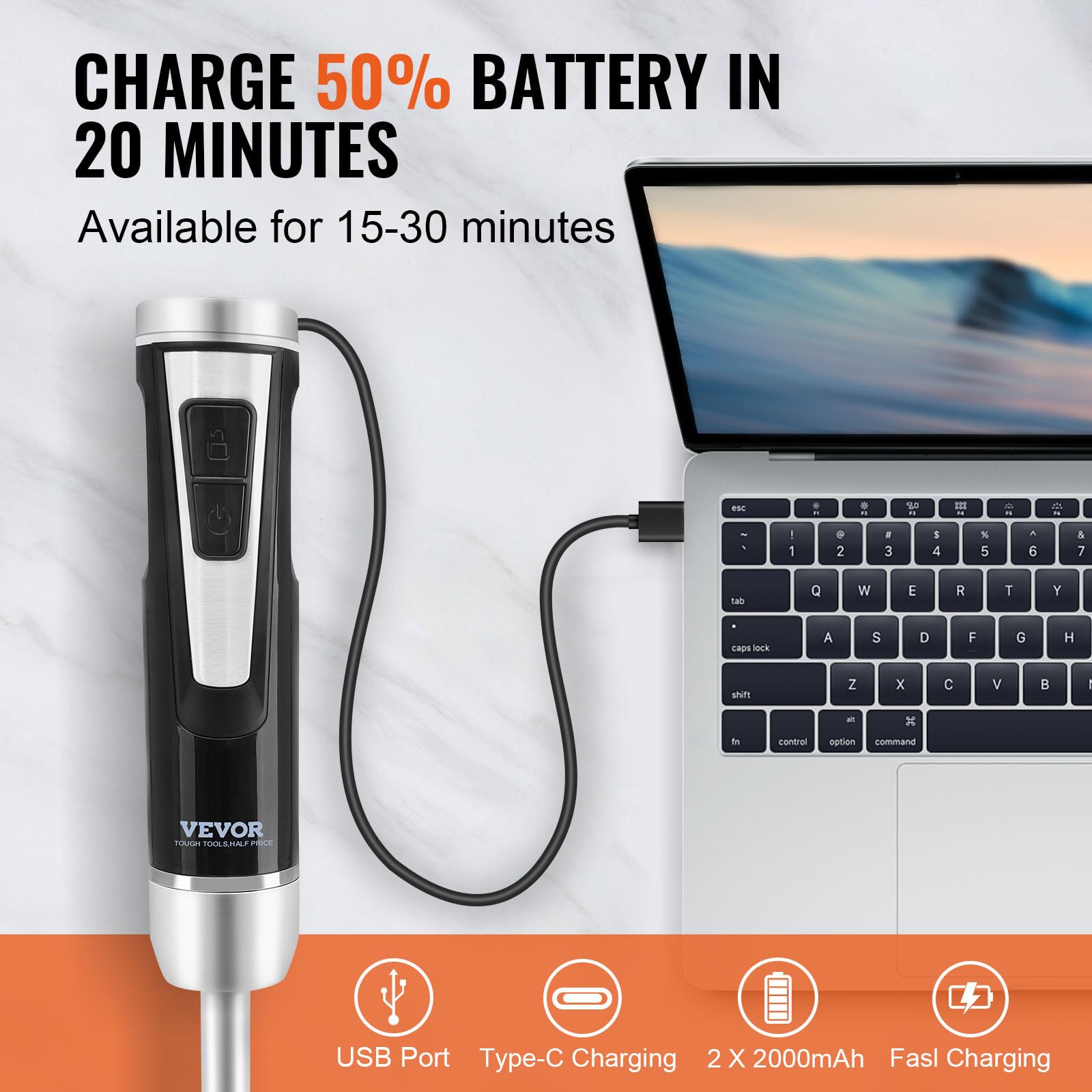Foto 4 pulgar | Batidora De Mano Vevor 8 Velocidades Variables De Acero Inoxidable 200w - Venta Internacional.