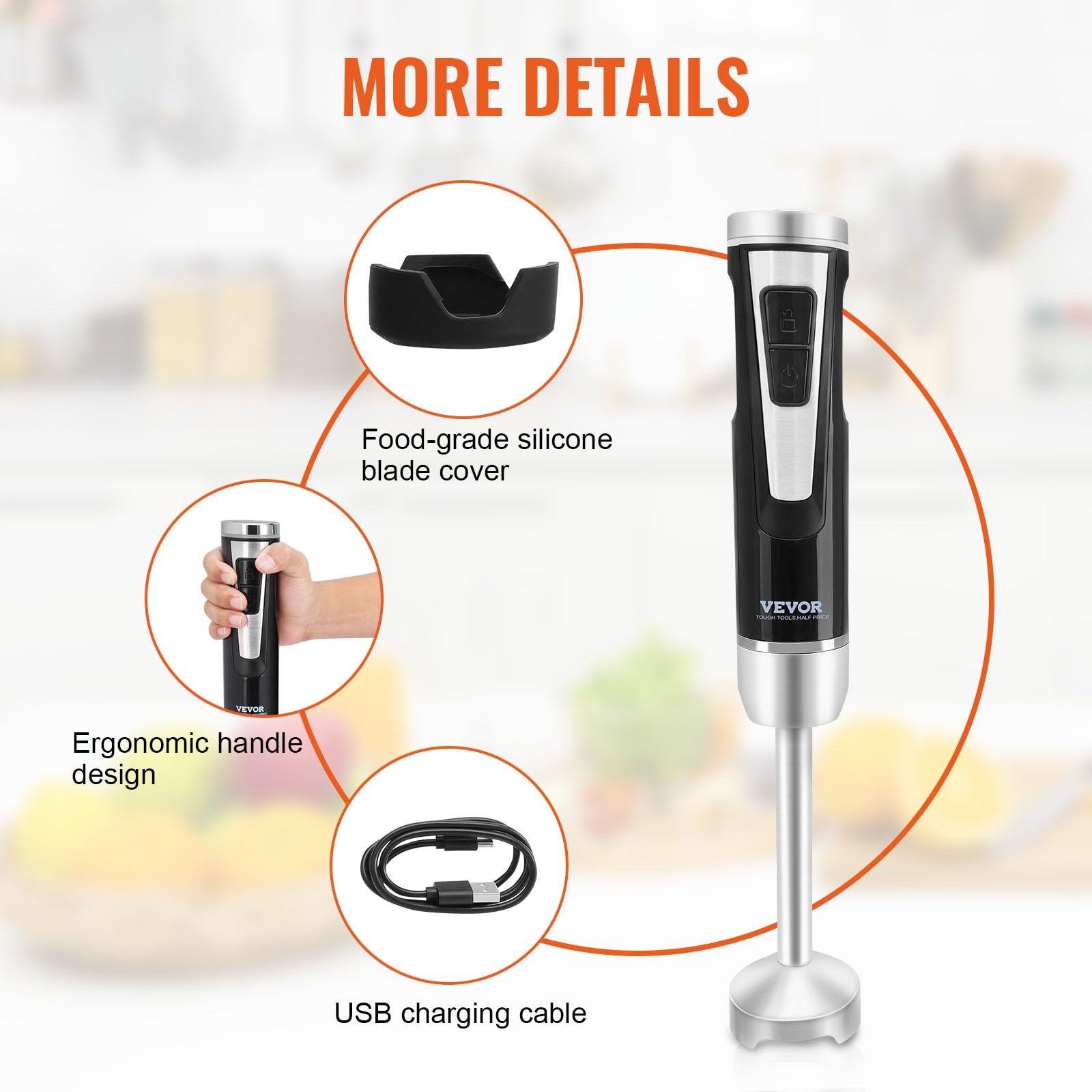Foto 7 pulgar | Batidora De Mano Vevor 8 Velocidades Variables De Acero Inoxidable 200w - Venta Internacional.