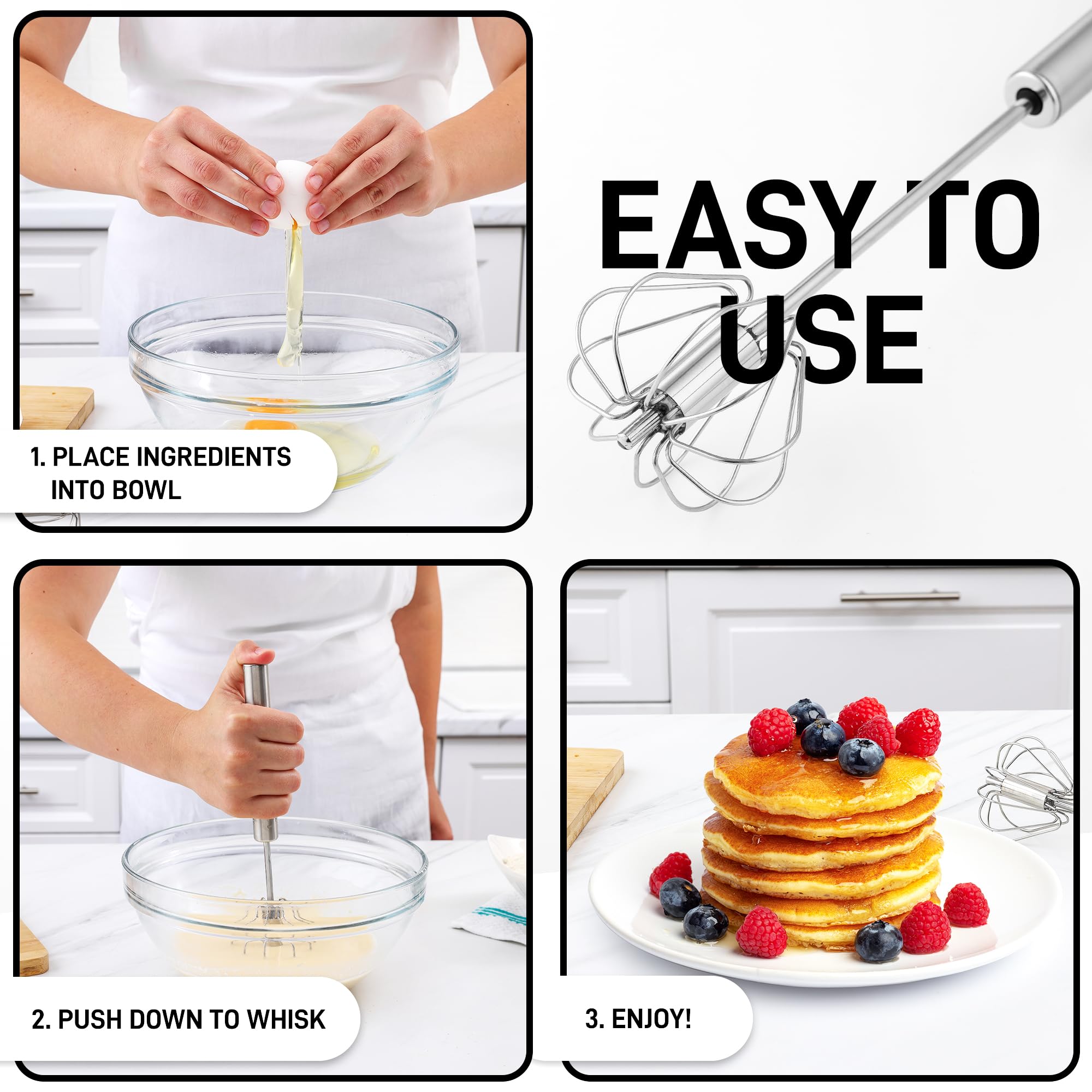 Foto 5 pulgar | Batidor De Huevos Zulay Kitchen Push Batidor De Acero Inoxidable - Venta Internacional.