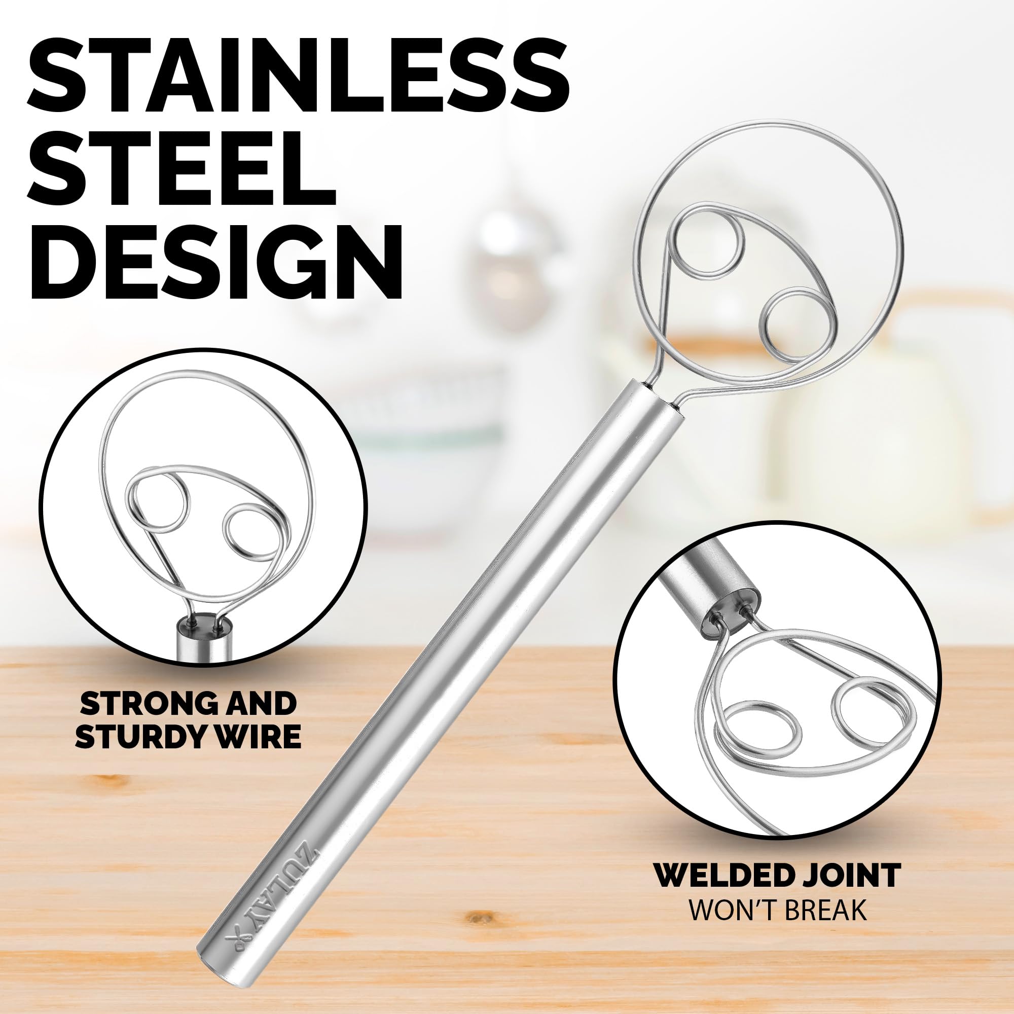 Foto 7 | Masa Danesa Whisk Zulay Kitchen, 33 Cm, Acero Inoxidable - Venta Internacional.