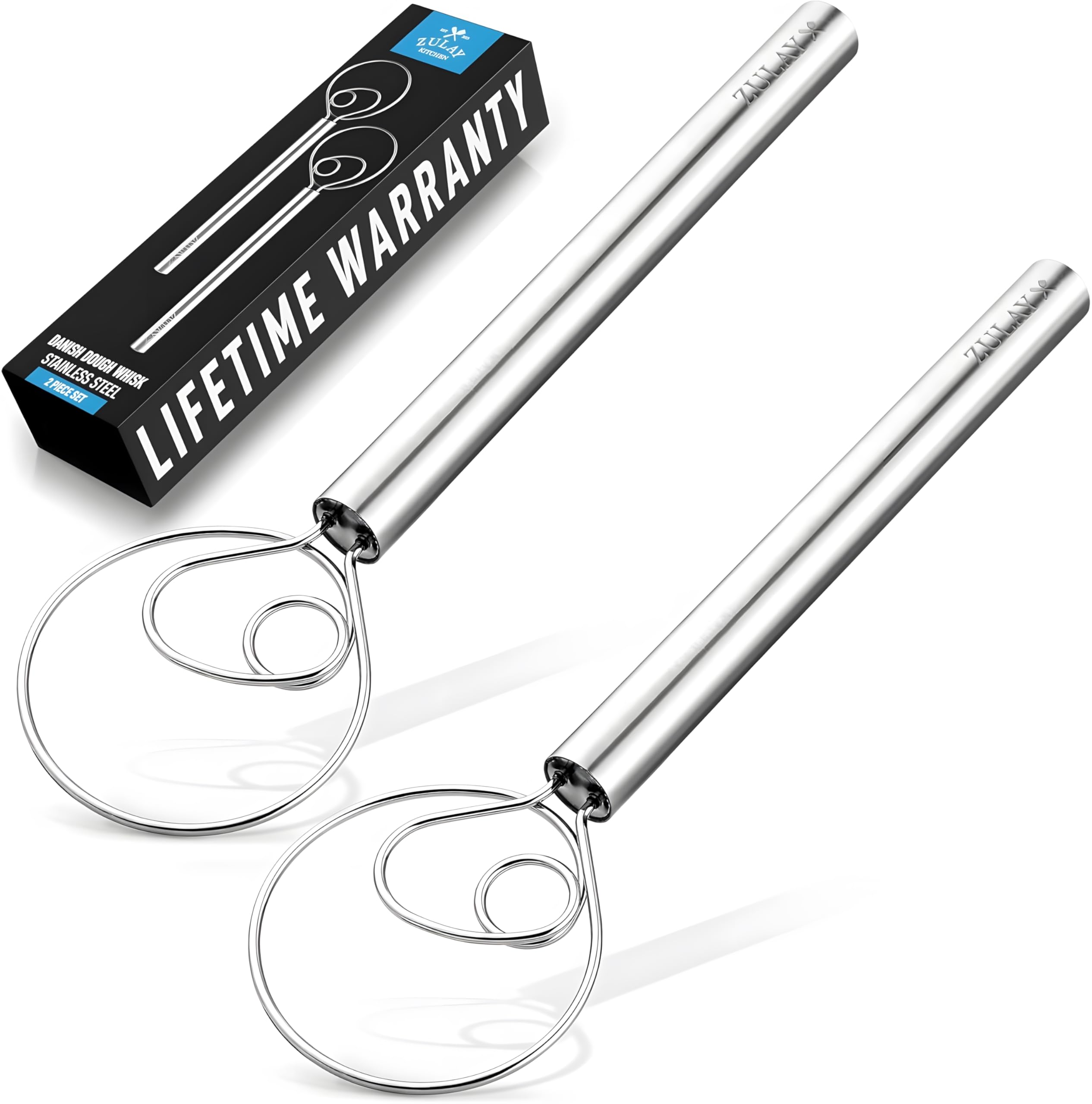 Batidor De Masa Danés Zulay Kitchen, Acero Inoxidable, 33 Cm, Paquete De 2 - Venta Internacional.