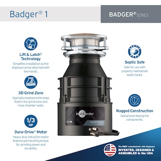 Foto 2 | Triturador De Basura Insinkerator Badger 1 1/3 Hp Con Cable De Alimentación - Venta Internacional.