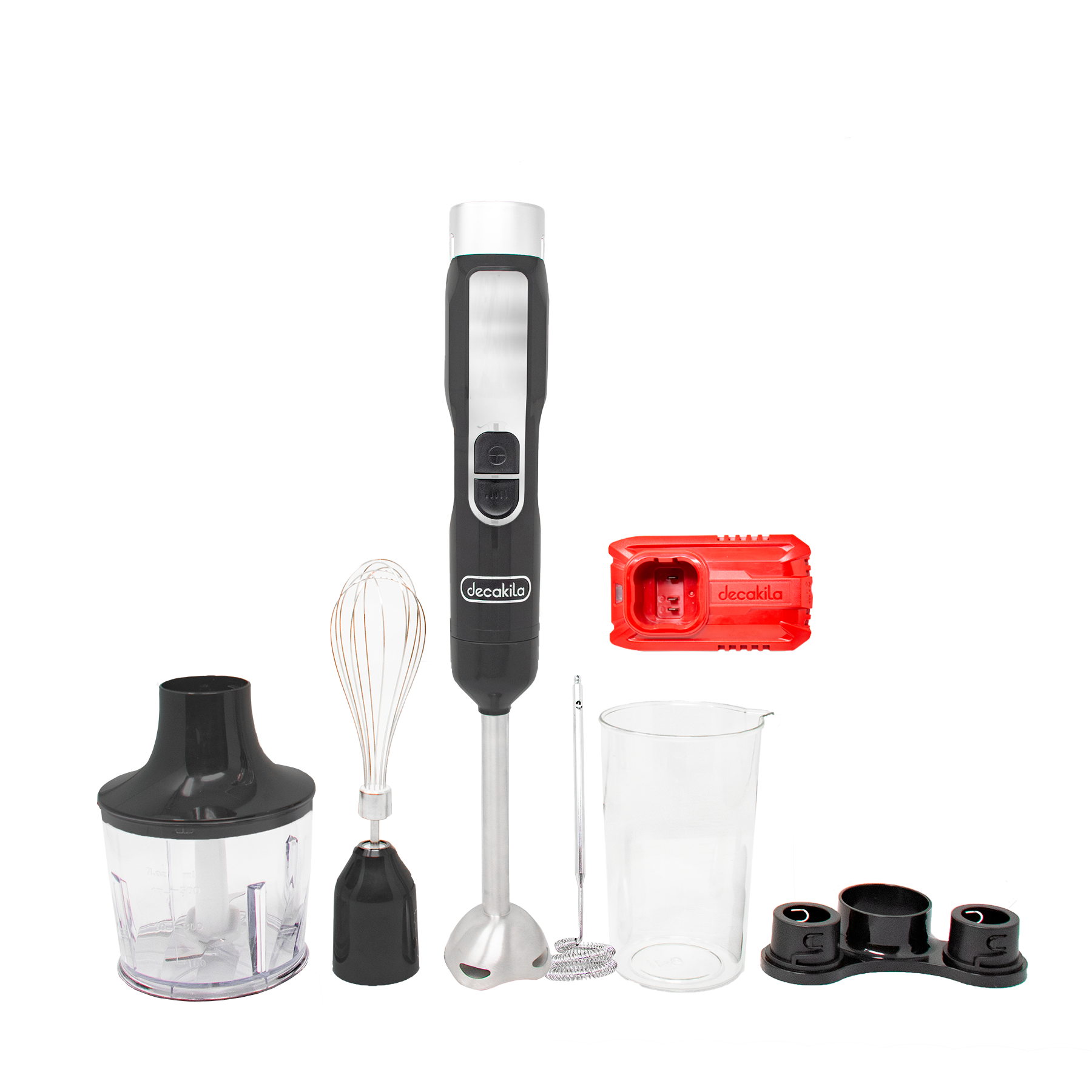 Batidora De Inmersión 5 En 1 Con Accesorios 2 Velocidades Negra, Potencia 100 W, 16 V, Cuchillas De Acero Inox