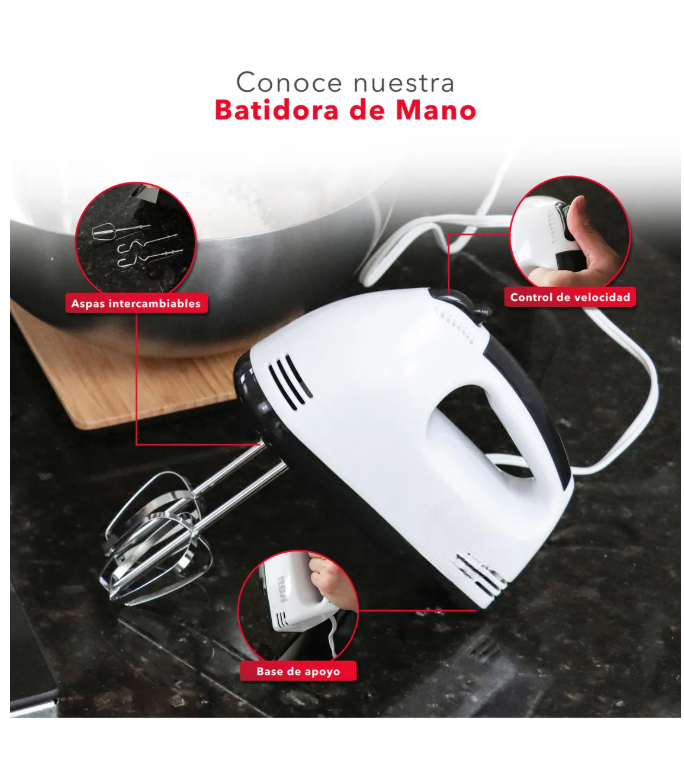 Foto 4 | Batidora De Mano 7 Velocidades Az-093 Color Blanco