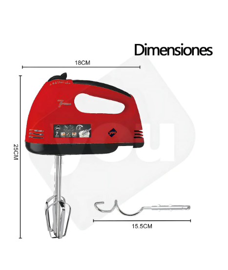 Foto 3 pulgar | Batidora De Mano Inmersion 7 Velocidades Y Ganchos 260w You Color Rojo Frecuencia 50 / 60hz