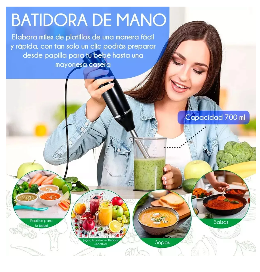 Foto 4 pulgar | Batidora de Inmersión Trituradora 500w