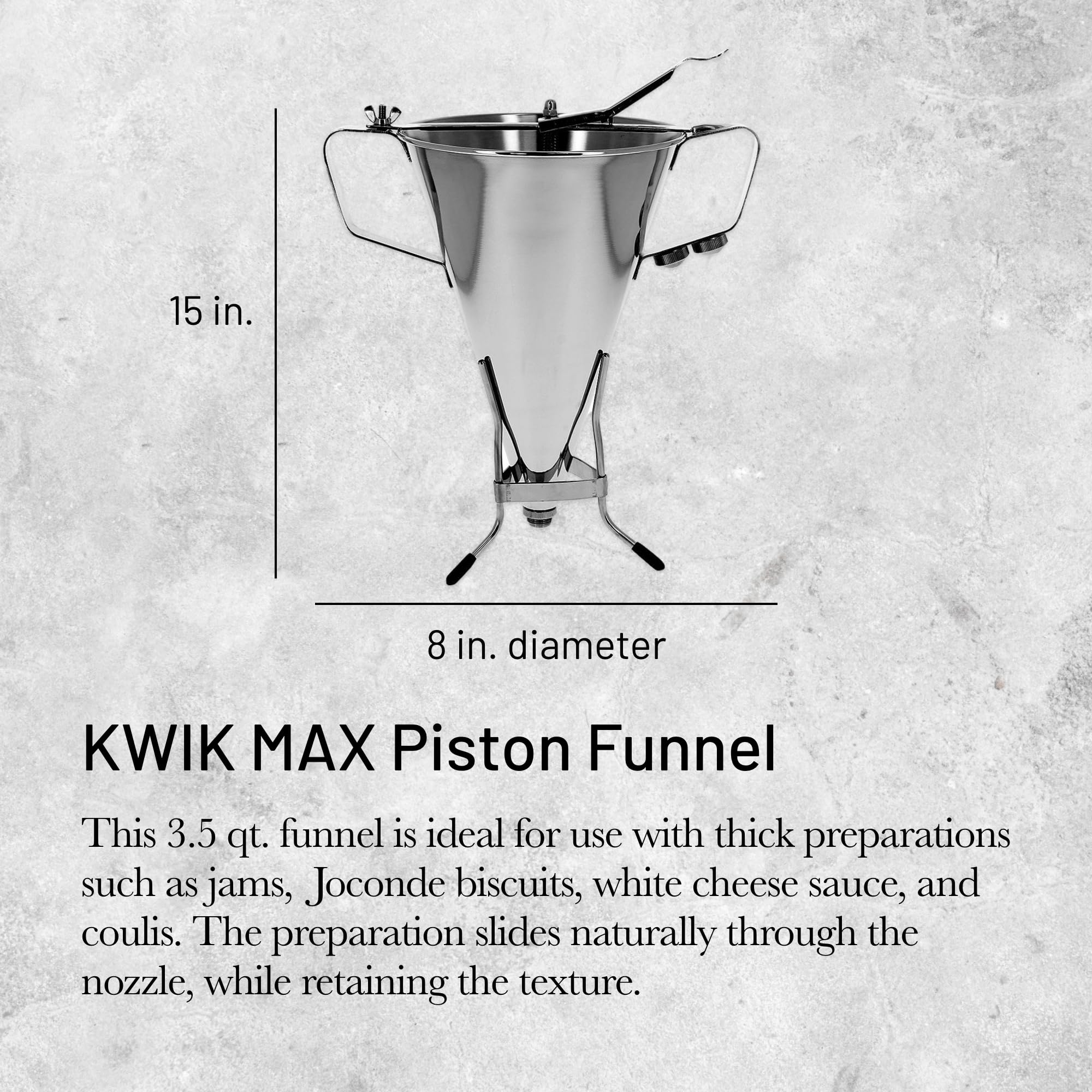 Foto 3 pulgar | Embudo De Pistón De Buyer Kwik Max 3.3l De Acero Inoxidable - Venta Internacional.