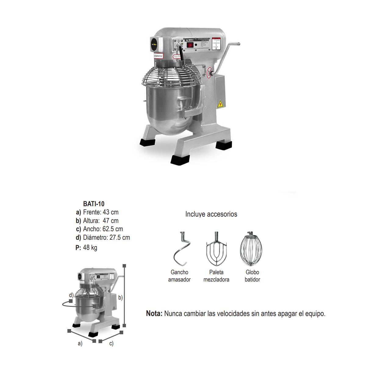 Foto 3 pulgar | Batidora Industrial Planetaria Rhino 10 L 3 Velocidades