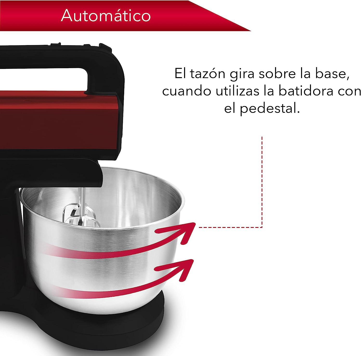 Foto 5 | Batidora de Mano con Pedestal RCA RC-71 5 Velocidades Roja