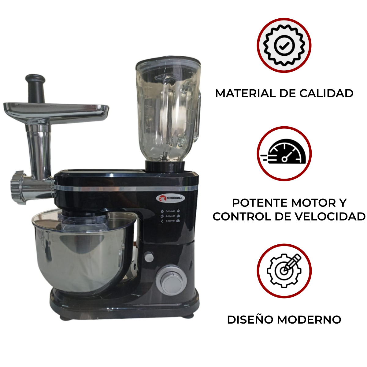 Foto 3 pulgar | Batidora Pedestal Multifuncional 5.5l Licuadora Molino Shorbull