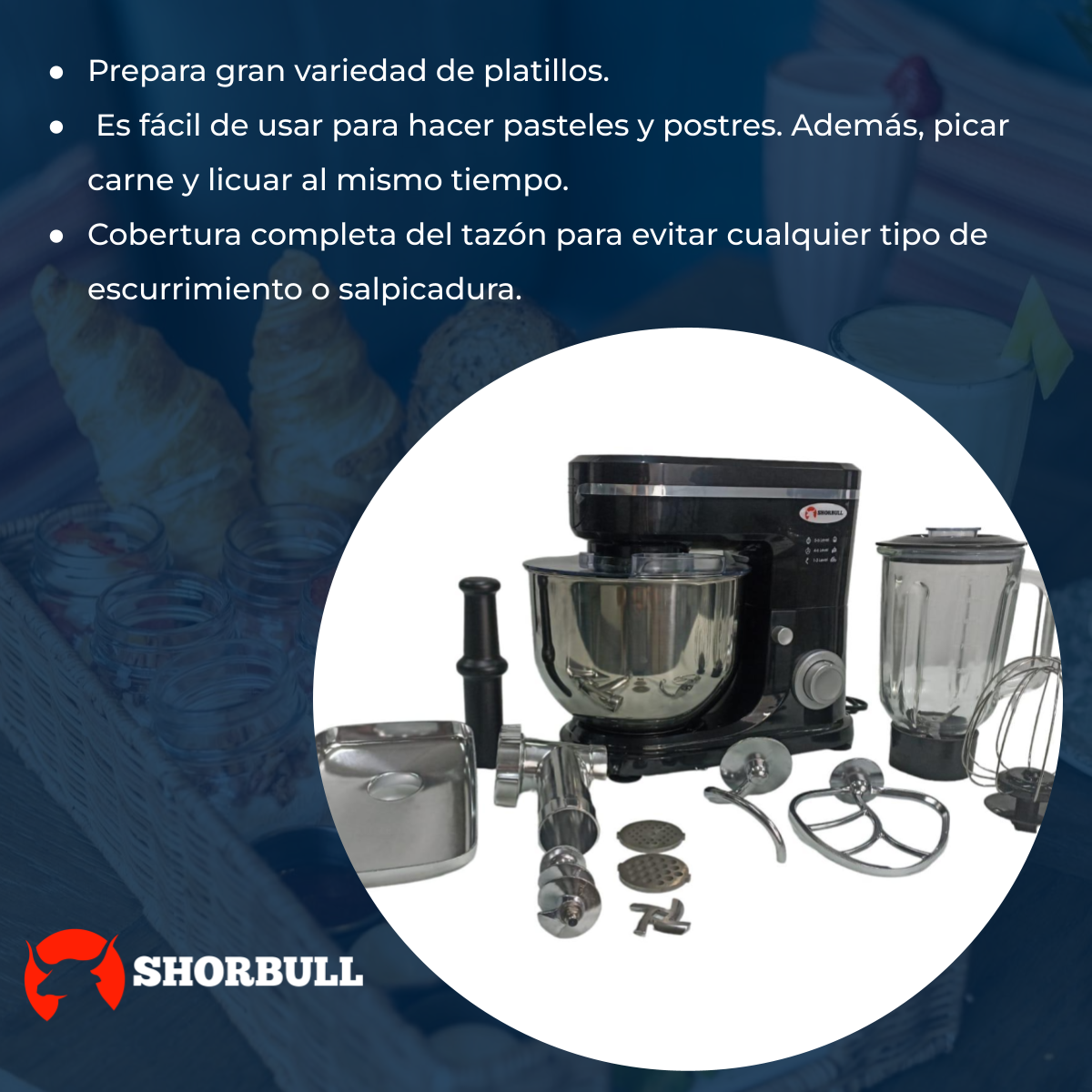 Foto 5 pulgar | Batidora Pedestal Multifuncional 5.5l Licuadora Molino Shorbull