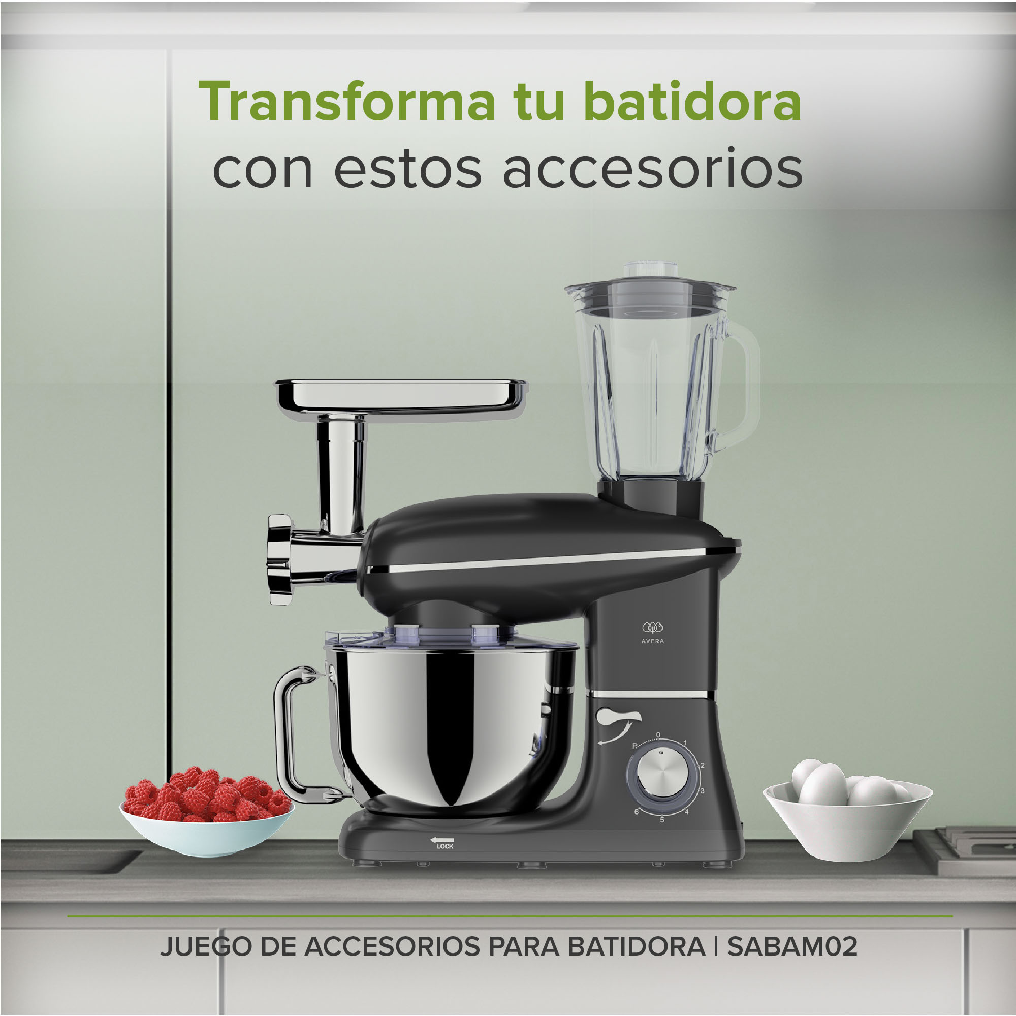 Foto 5 pulgar | Accesorios para Batidora de Pie 6L Avera Sabam02