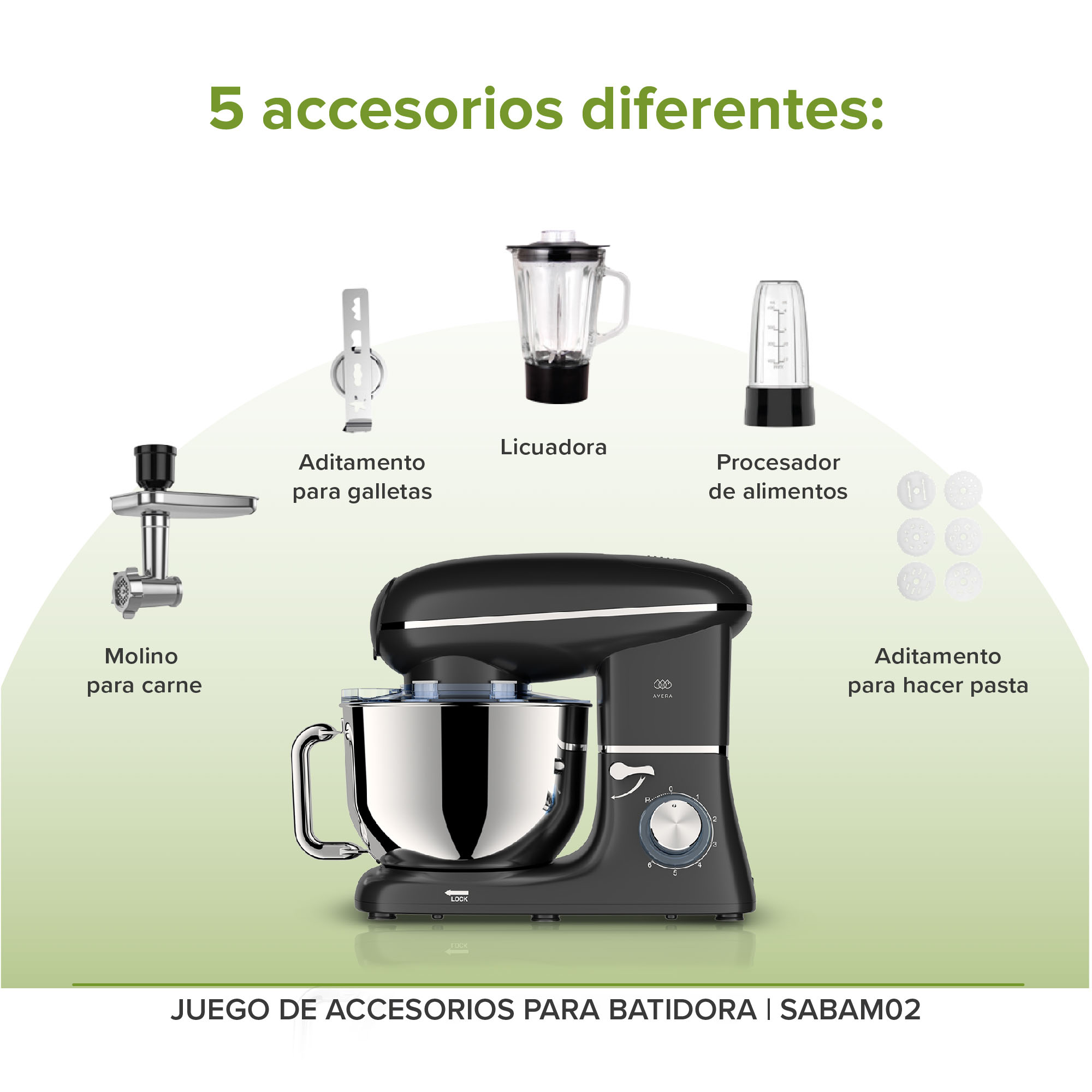 Foto 5 | Accesorios para Batidora de Pie 6L Avera Sabam02