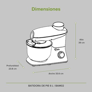 Foto 7 | Batidora de Pie 6L Avera Bam02 color Negro