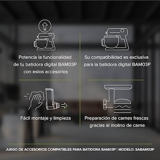 Foto 4 | Juego de Accesorios Compatibles para Batidora Sabam03p Avera