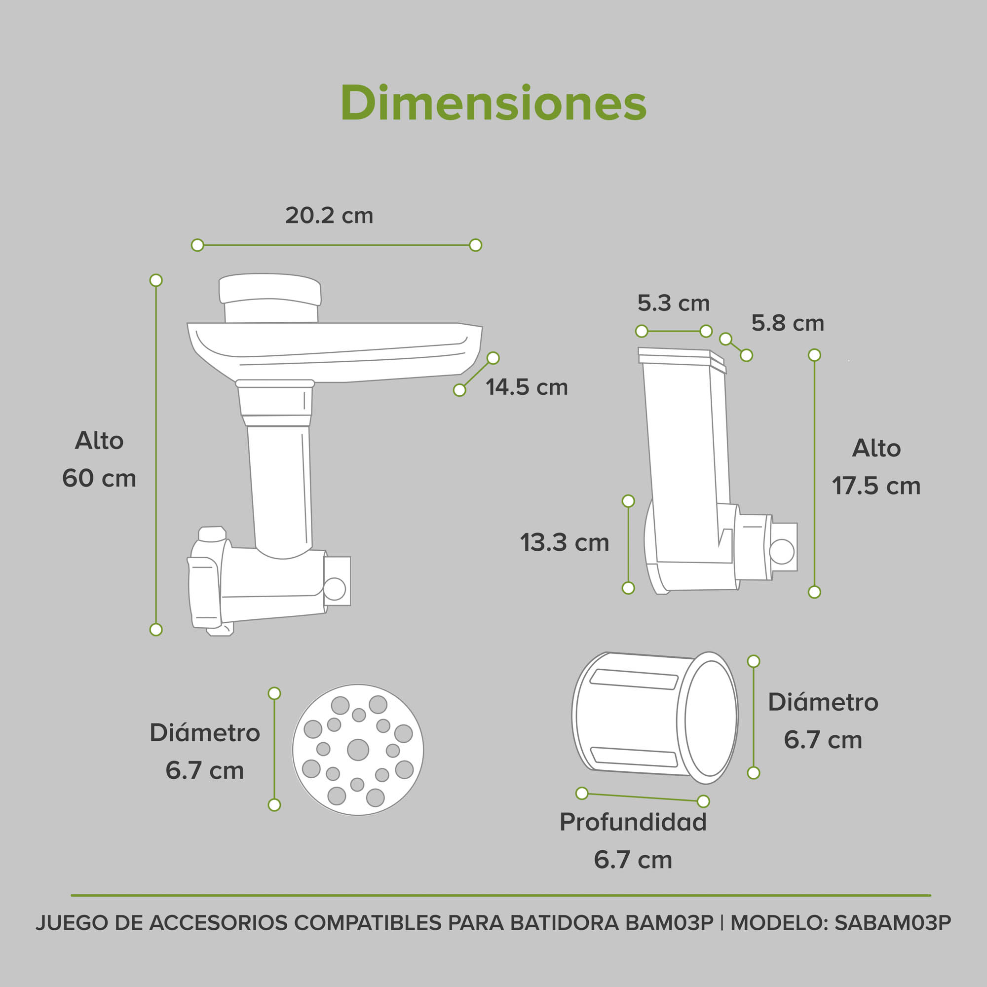 Foto 6 | Juego de Accesorios Compatibles para Batidora Sabam03p Avera