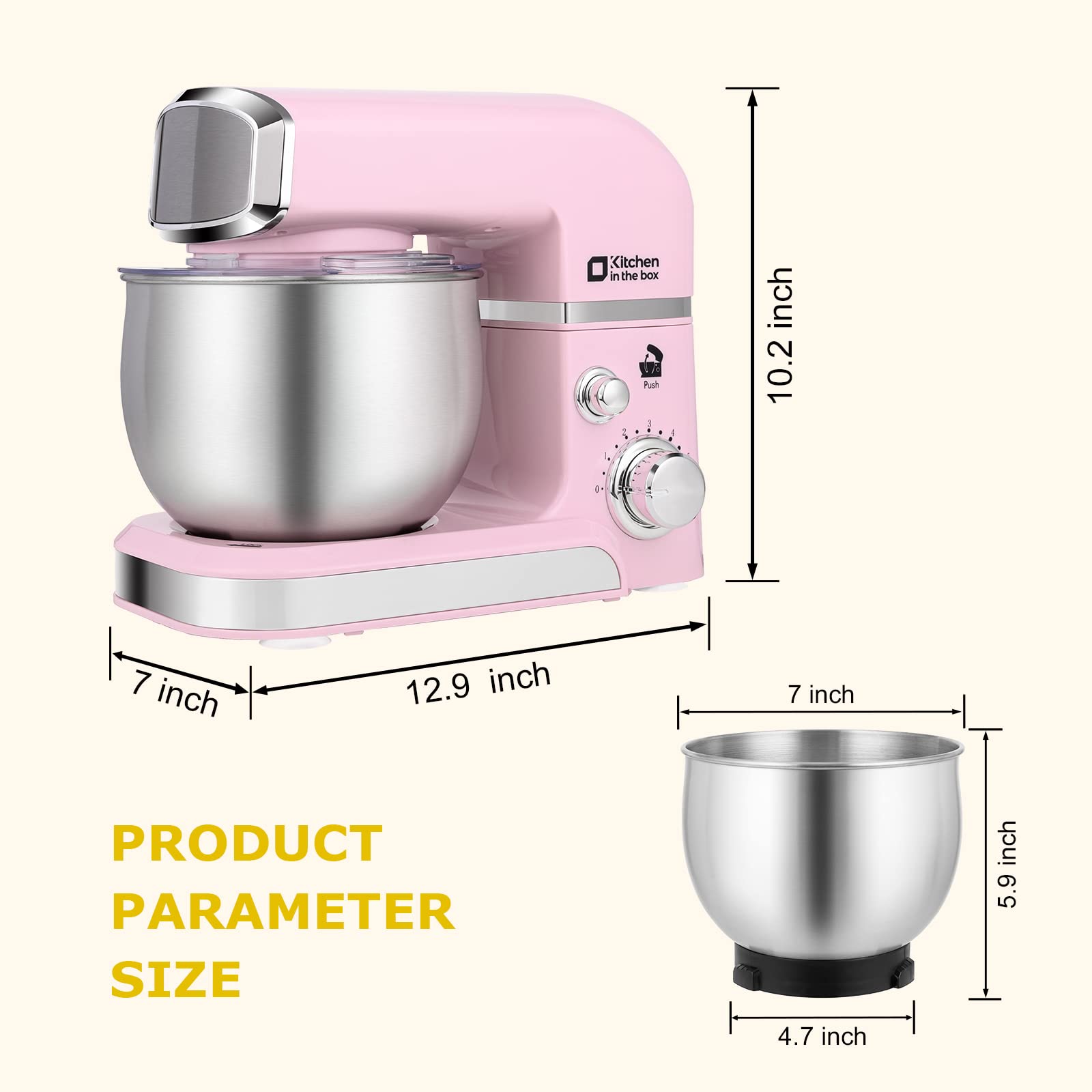 Foto 2 | Batidora De Pie Para Cocina En Caja, 3,2 L, Eléctrica, 6 Velocidades, Color Rosa - Venta Internacional.