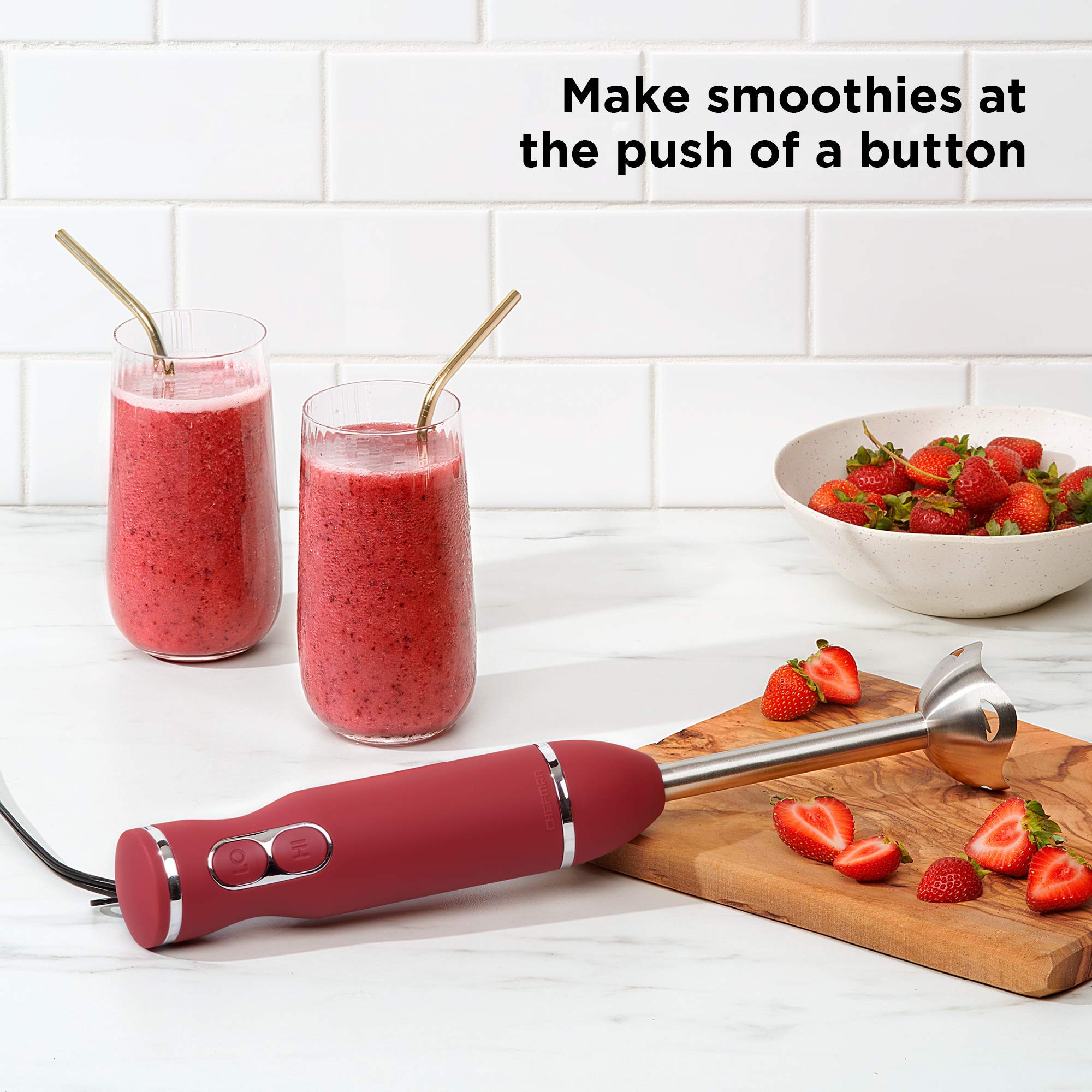 Foto 7 pulgar | Batidora de Mano Chefman Immersion Stick con Control de 2 Velocidades Roja - Venta Internacional