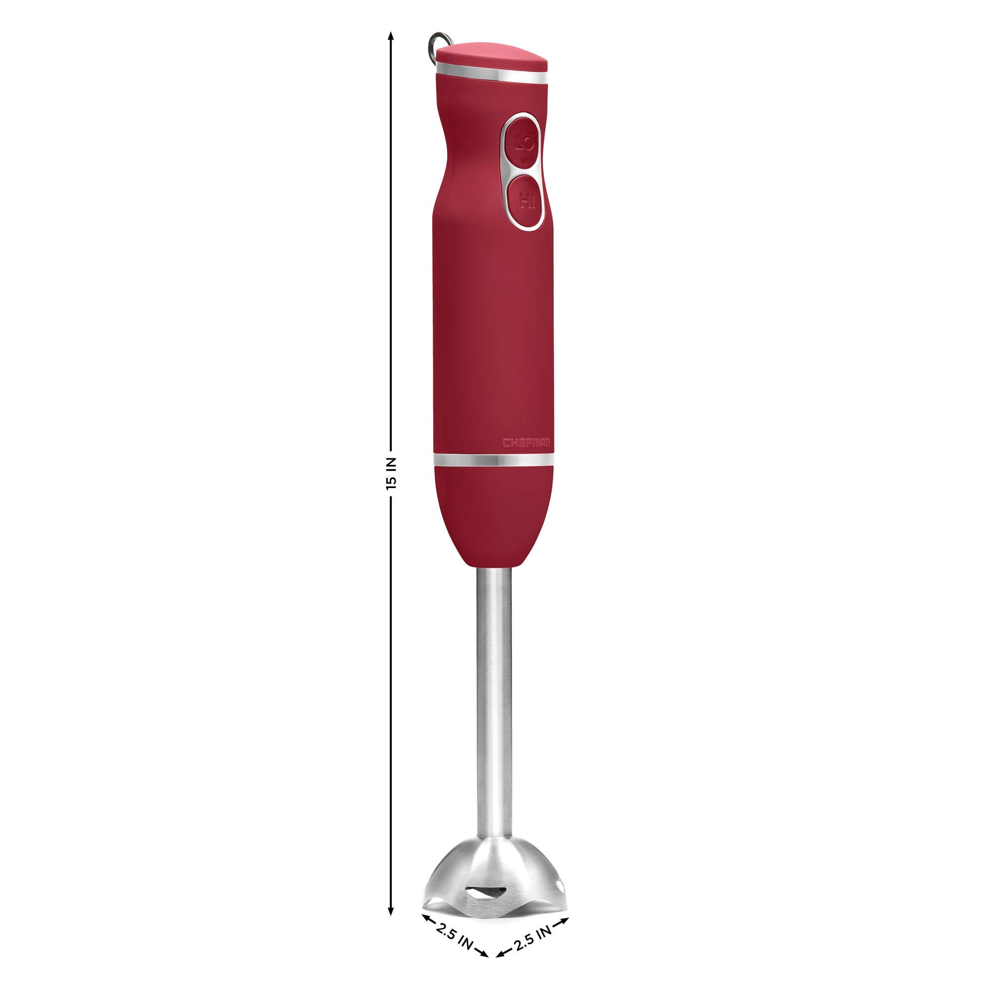 Foto 8 pulgar | Batidora de Mano Chefman Immersion Stick con Control de 2 Velocidades Roja - Venta Internacional