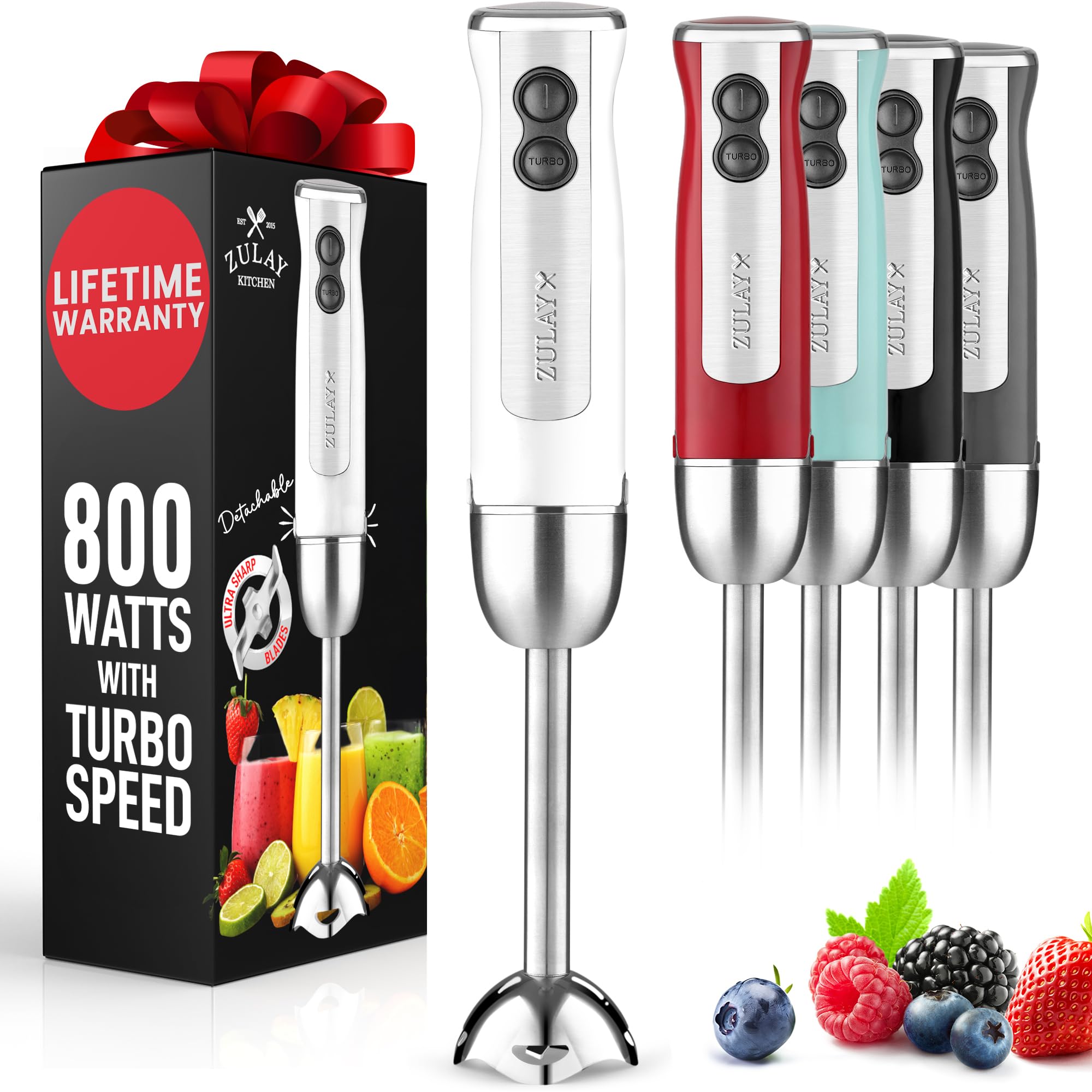 Licuadora De Inmersión Zulay Kitchen 800 W Con Modo Turbo - Blanca - Venta Internacional.