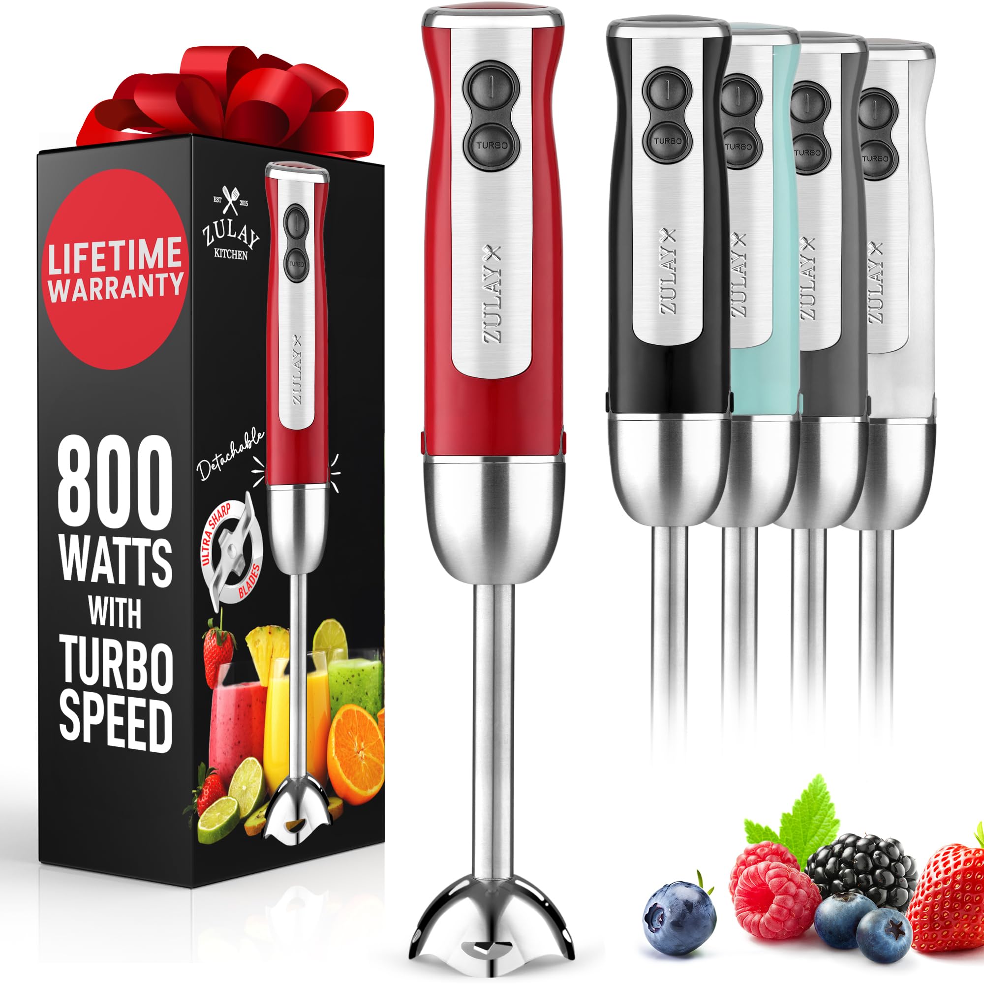 Licuadora De Inmersión Zulay Kitchen 800w Con Modo Turbo - Rojo - Venta Internacional.