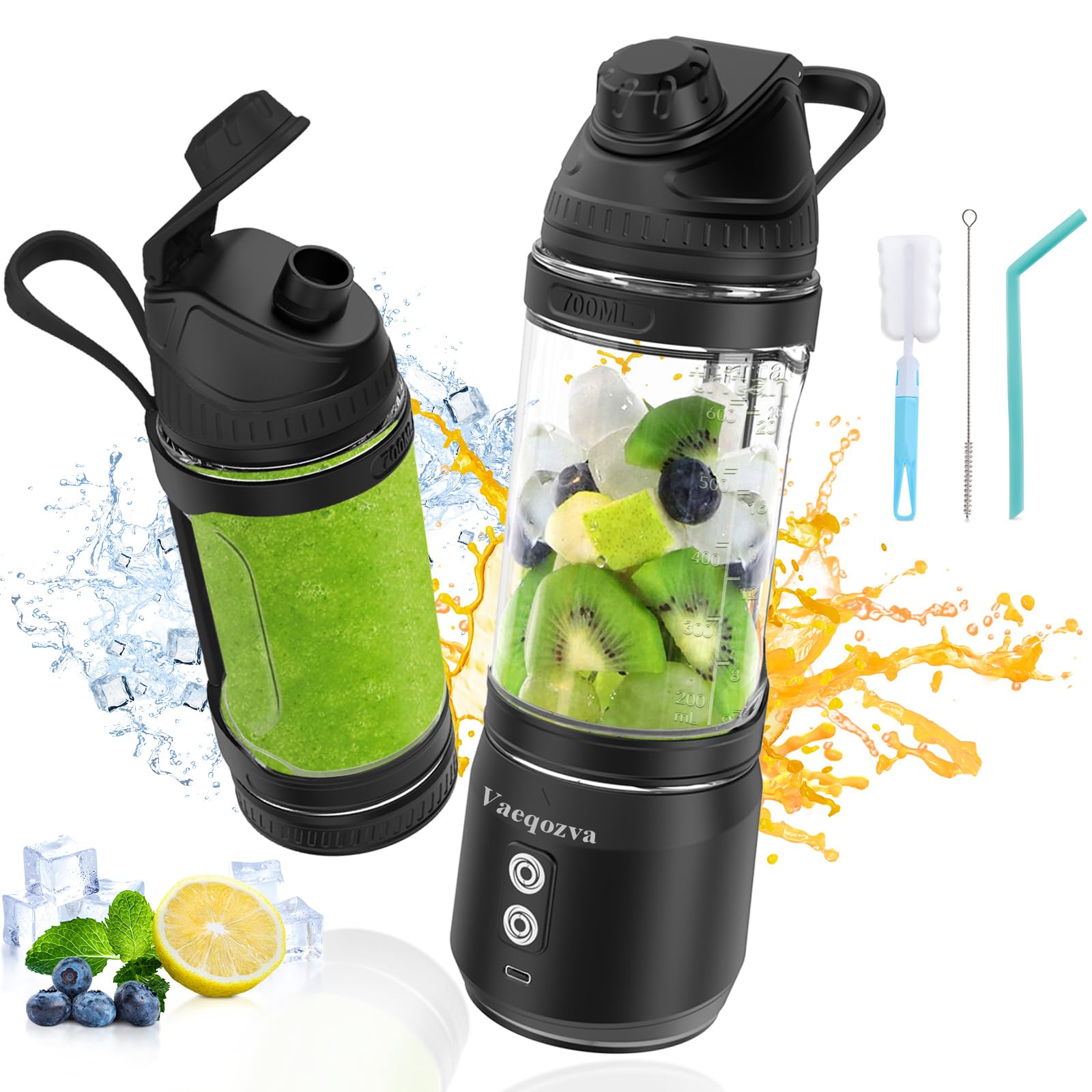Foto 2 pulgar | Licuadora Portátil Vaeqozva 300W 600ml USB Recargable Negra - Venta Internacional