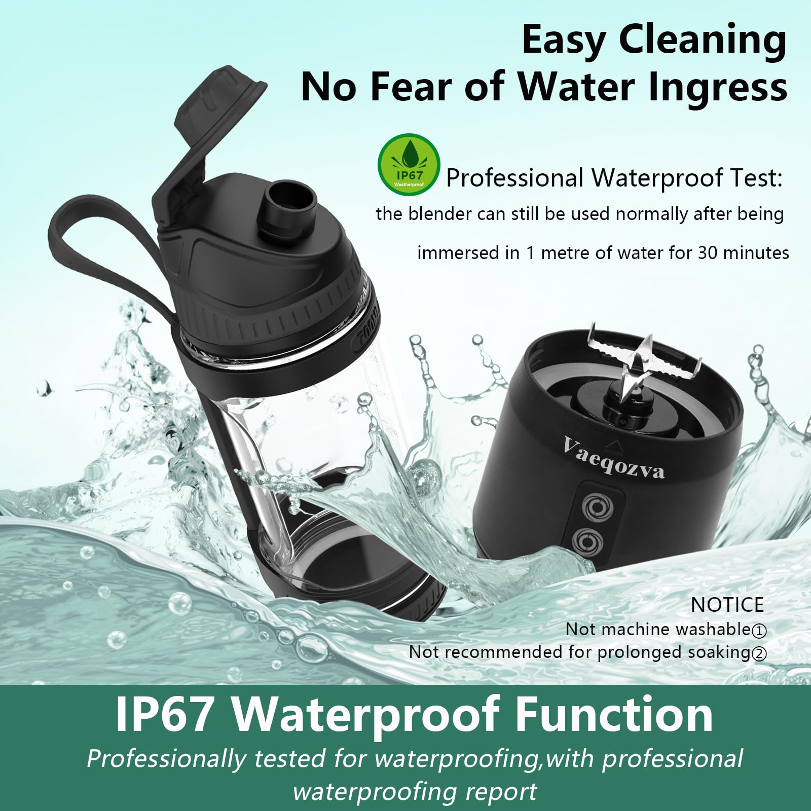 Foto 6 pulgar | Licuadora Portátil Vaeqozva 300W 600ml USB Recargable Negra - Venta Internacional