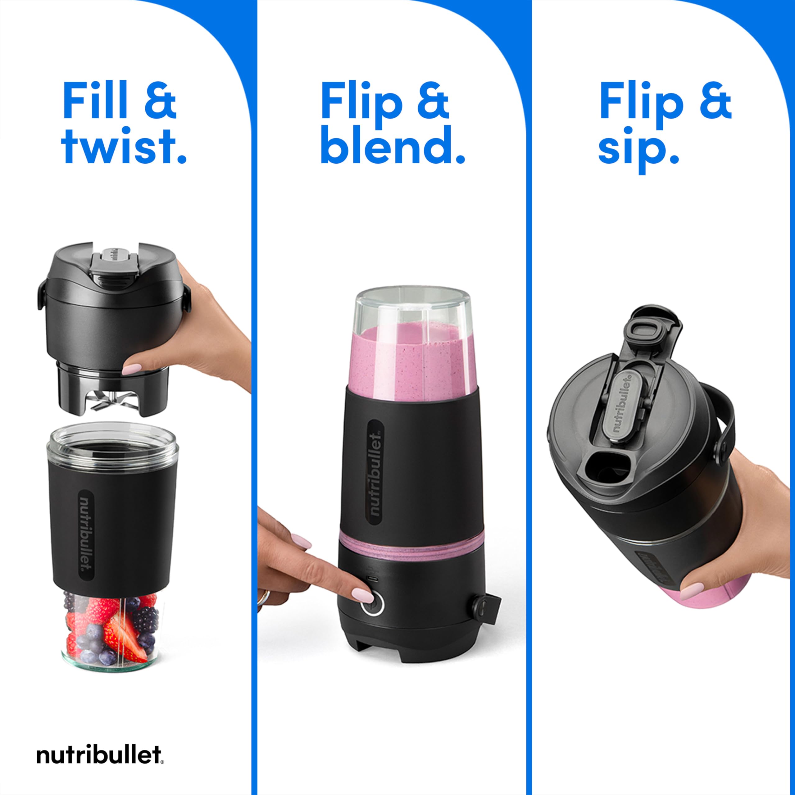 Foto 3 | Licuadora Portátil Nutribullet Flip Con Tritan Cup Black - Venta Internacional.