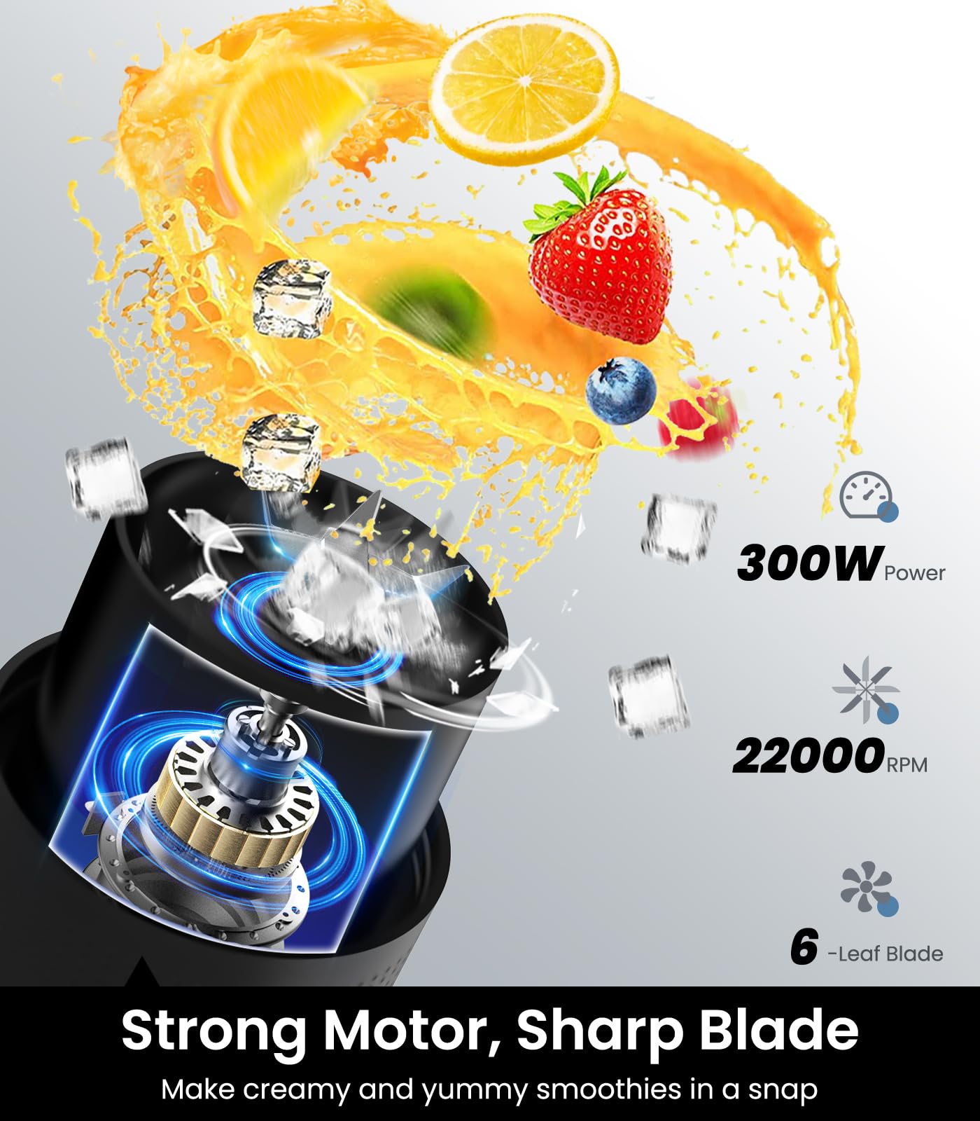 Foto 3 pulgar | Licuadora Portátil Moko 300w Para Batidos Y Batidos 650ml - Venta Internacional.