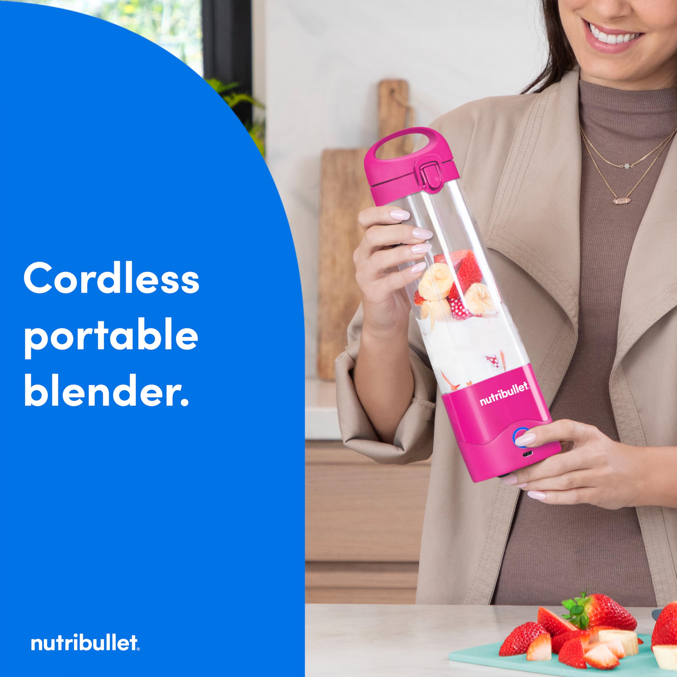 Foto 2 | Licuadora Portátil Nutribullet Nbpb50100bp 600ml Usb-c Rosa - Venta Internacional.