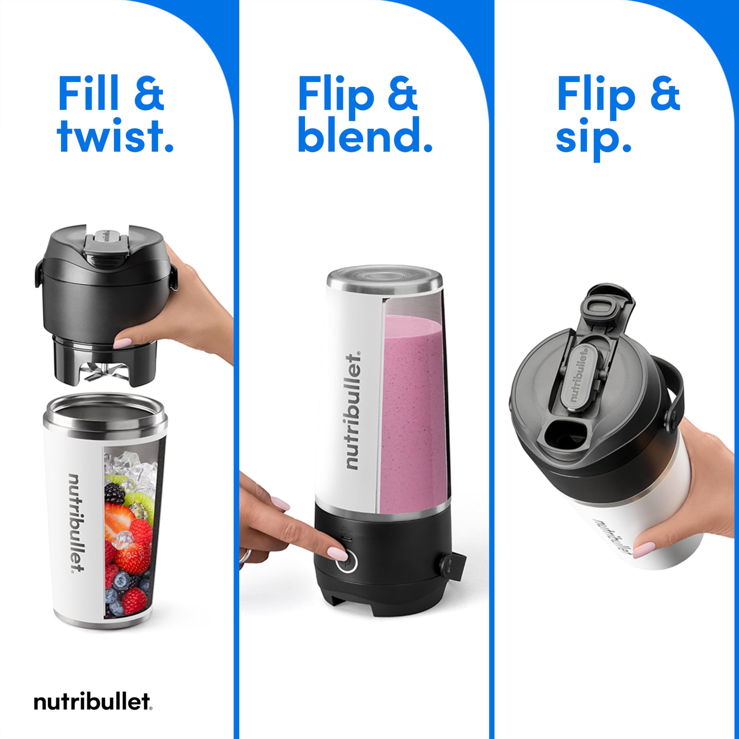 Foto 4 pulgar | Licuadora Portátil Nutribullet Flip Nbpb50350aw Con Taza - Venta Internacional.