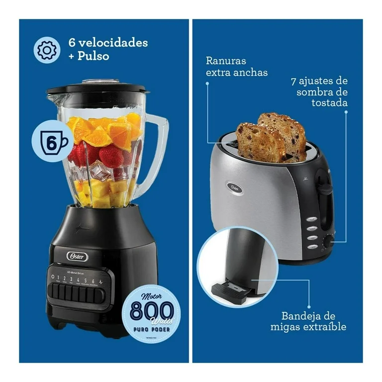 Foto 4 pulgar | Combo Oster Licuadora Cafetera Waflera y Tostador