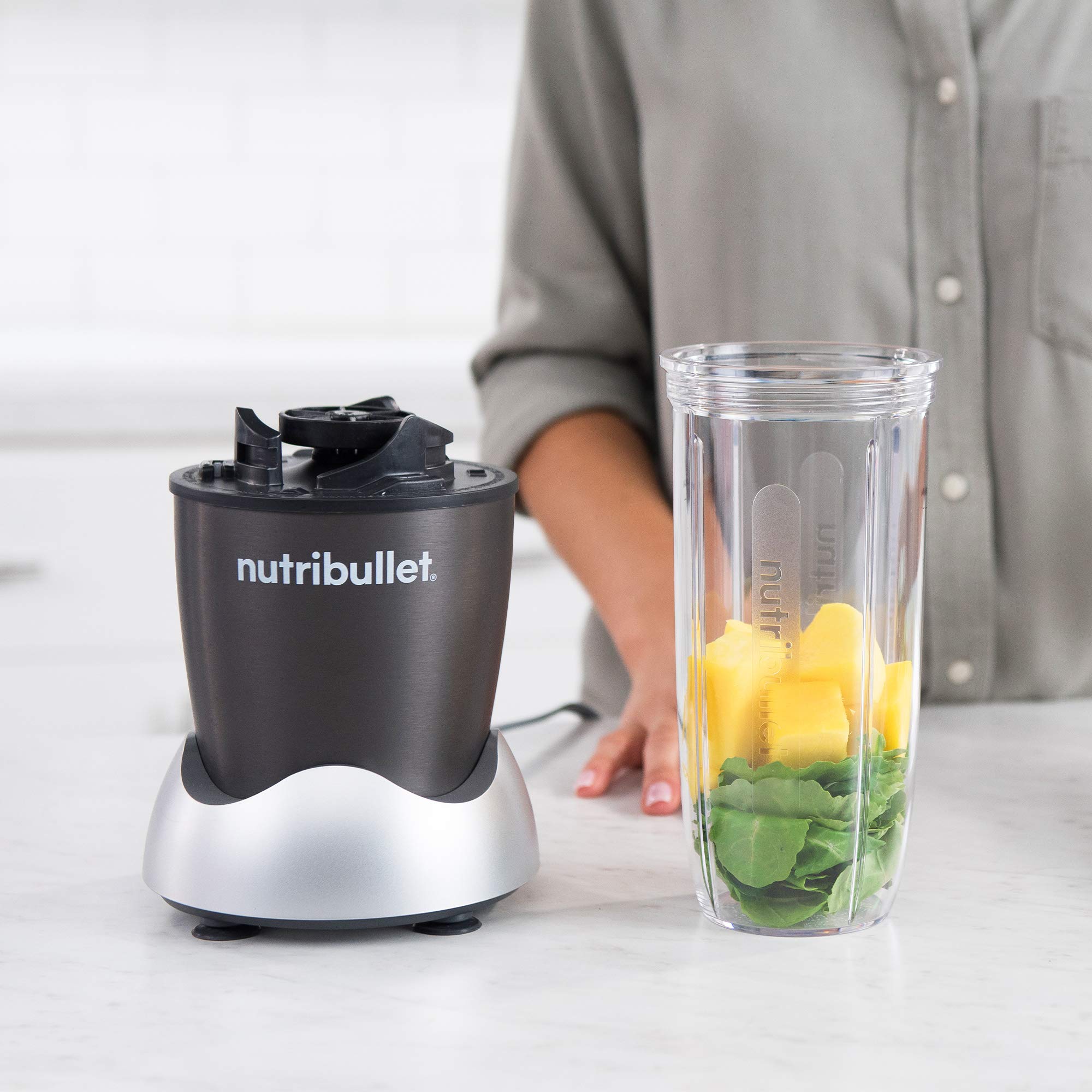 Foto 5 pulgar | Licuadora Nutribullet Znb30100z Pro 1000 Personal 32 Oz Gris Claro - Venta Internacional.