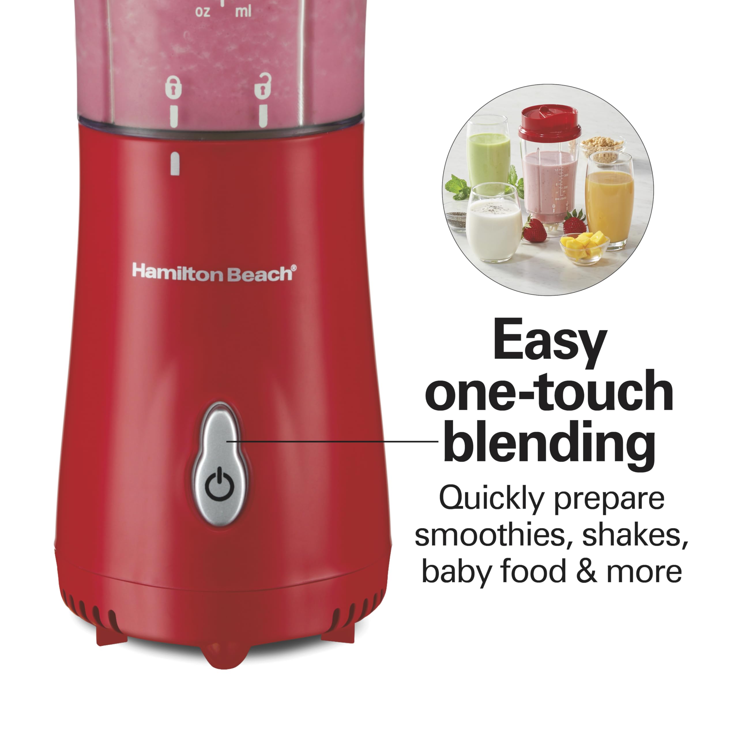 Foto 6 | Licuadora Portátil Hamilton Beach 51101rv 400 Ml Roja con Taza - Venta Internacional