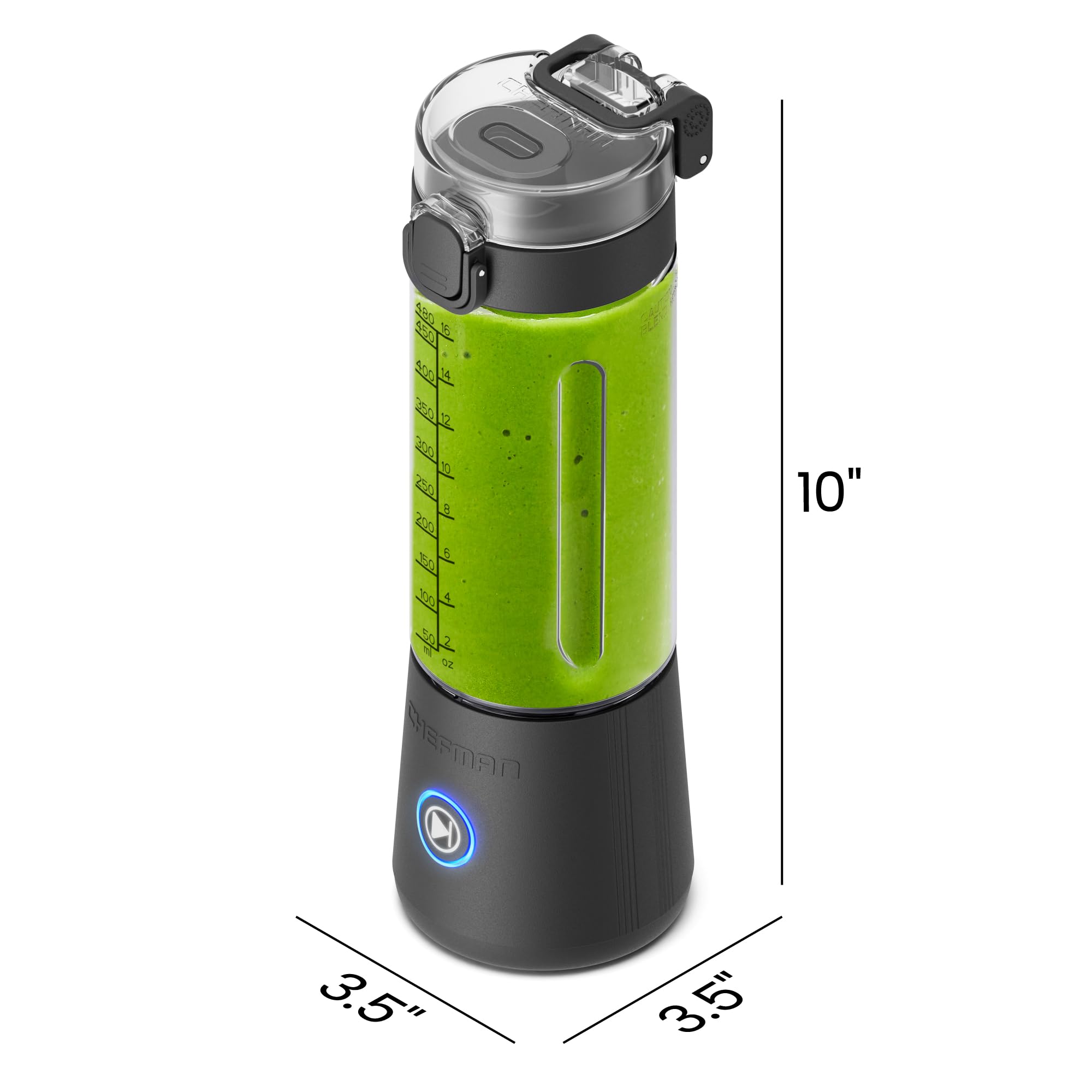 Foto 8 pulgar | Licuadora Portátil Chefman Inalámbrica ara Batidos 500 Ml Negra - Venta Internacional