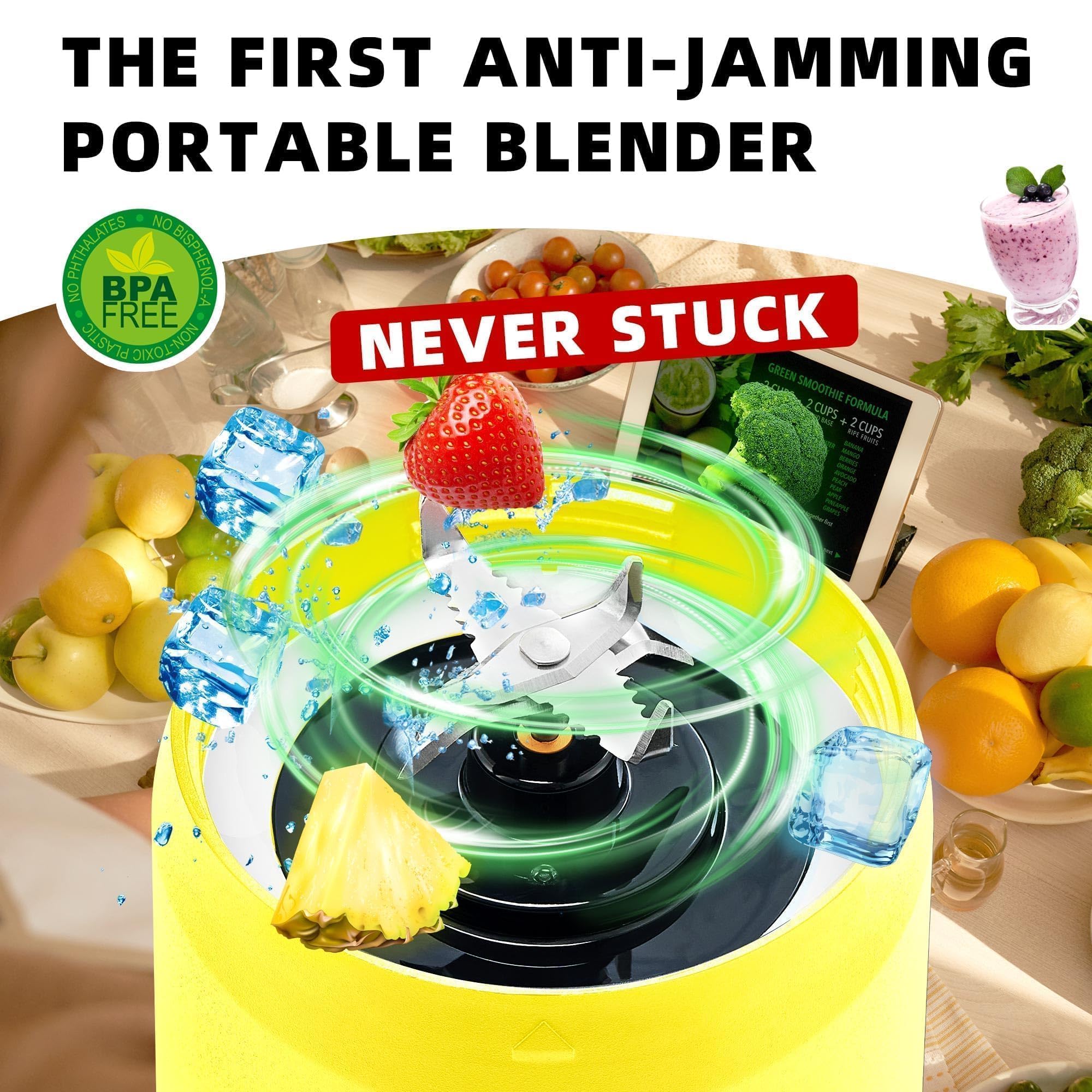Foto 3 pulgar | Licuadora Portátil Devan 700ml Usb-c Recargable Amarillo/verde - Venta Internacional.
