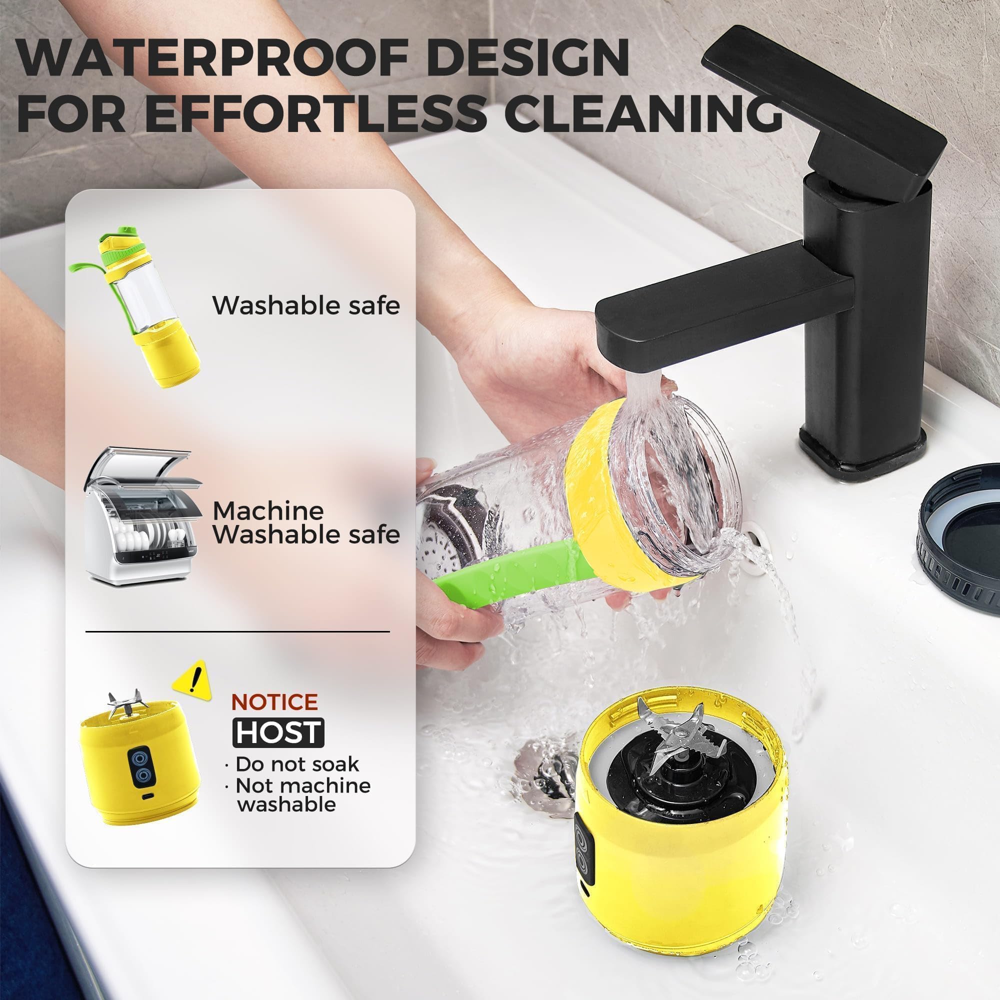 Foto 6 pulgar | Licuadora Portátil Devan 700ml Usb-c Recargable Amarillo/verde - Venta Internacional.