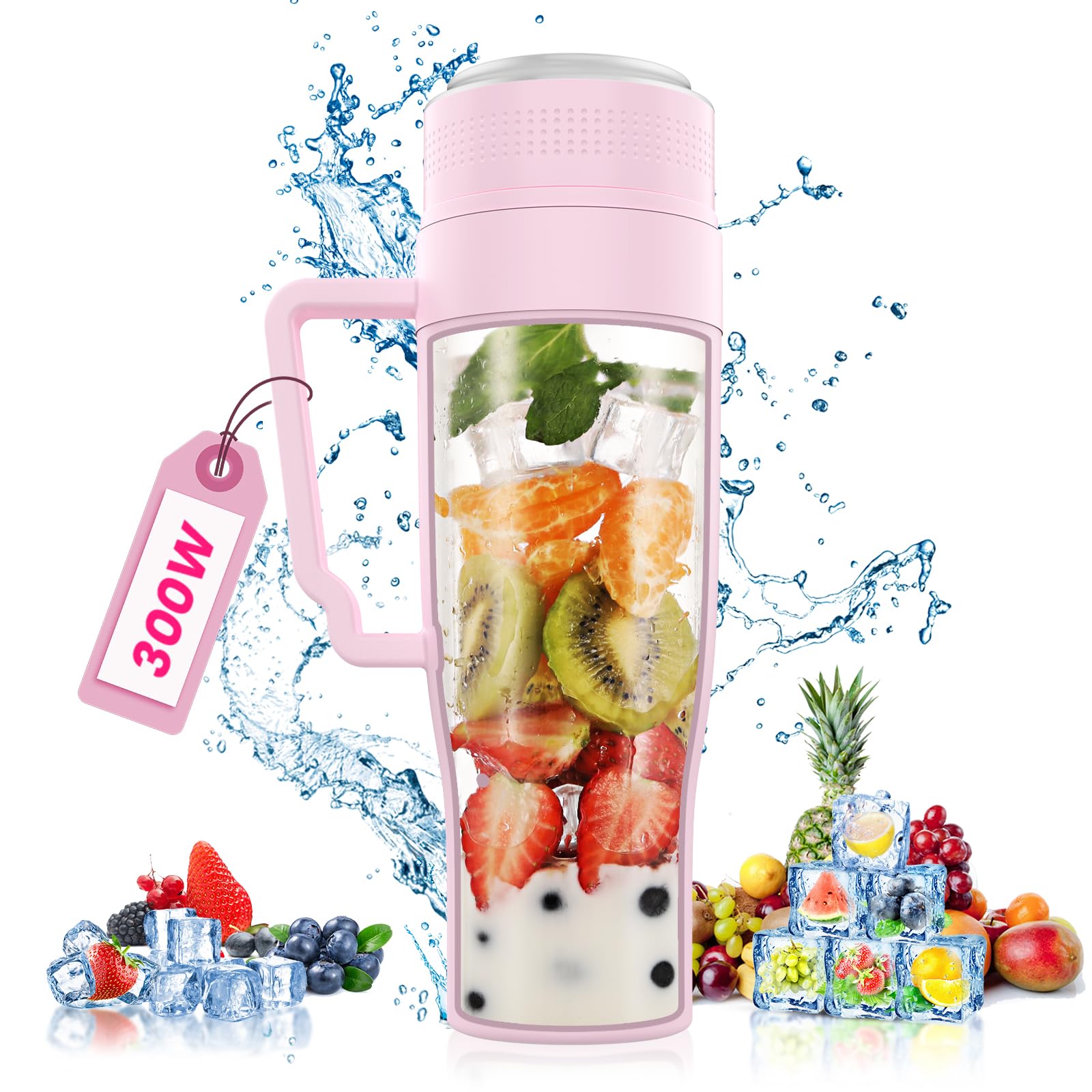 Licuadora Portátil Moko De 300 W, 650 Ml, 6 Hojas, Sin Bpa, Rosa Claro - Venta Internacional.